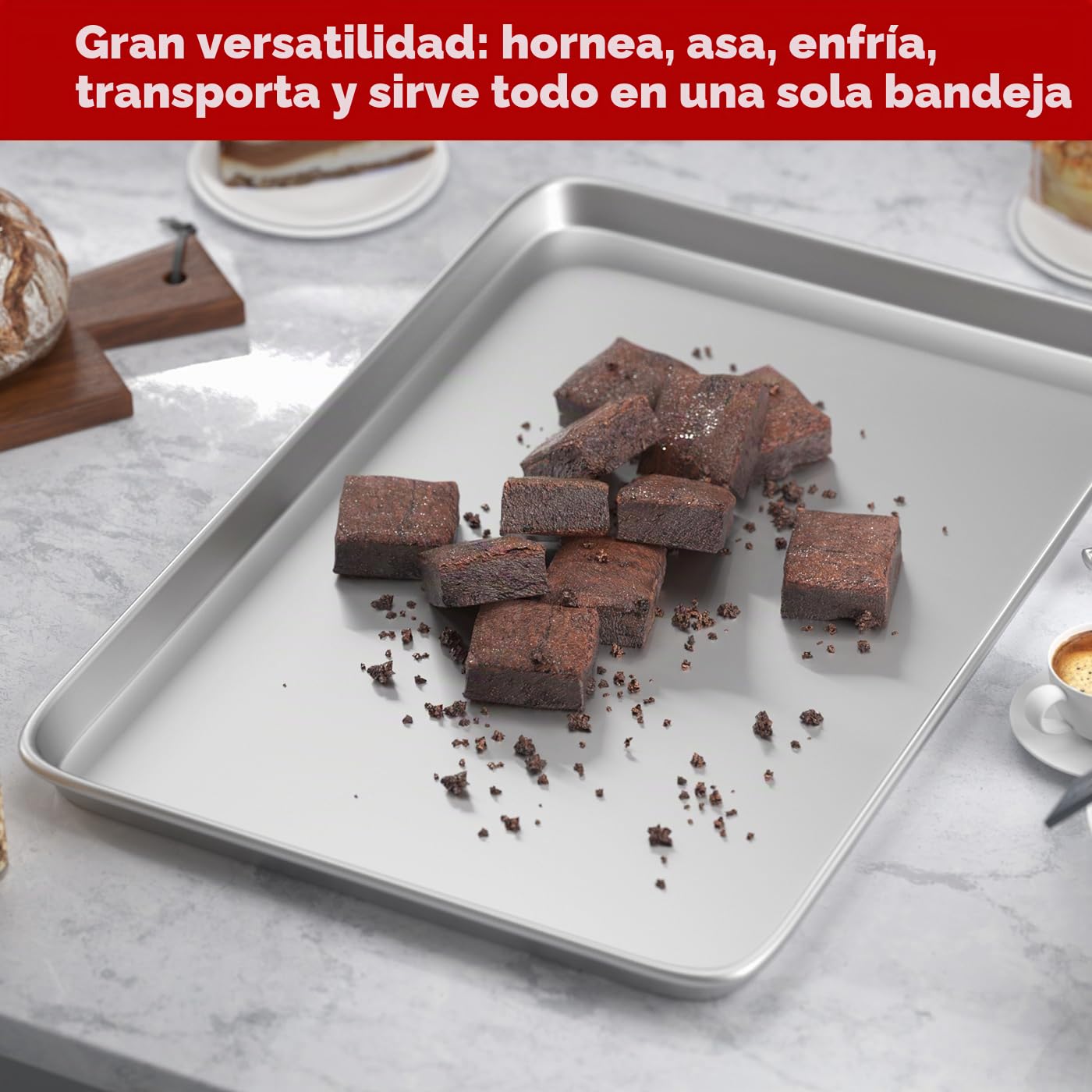 CROSSON Bandeja para Hornear Rectangular 60 x 40 x 3 cm,Bandeja Hornear Profesional en Acero Inoxidable Resistencia a Altas Temperaturas Bandejas para Hornear Gelatina