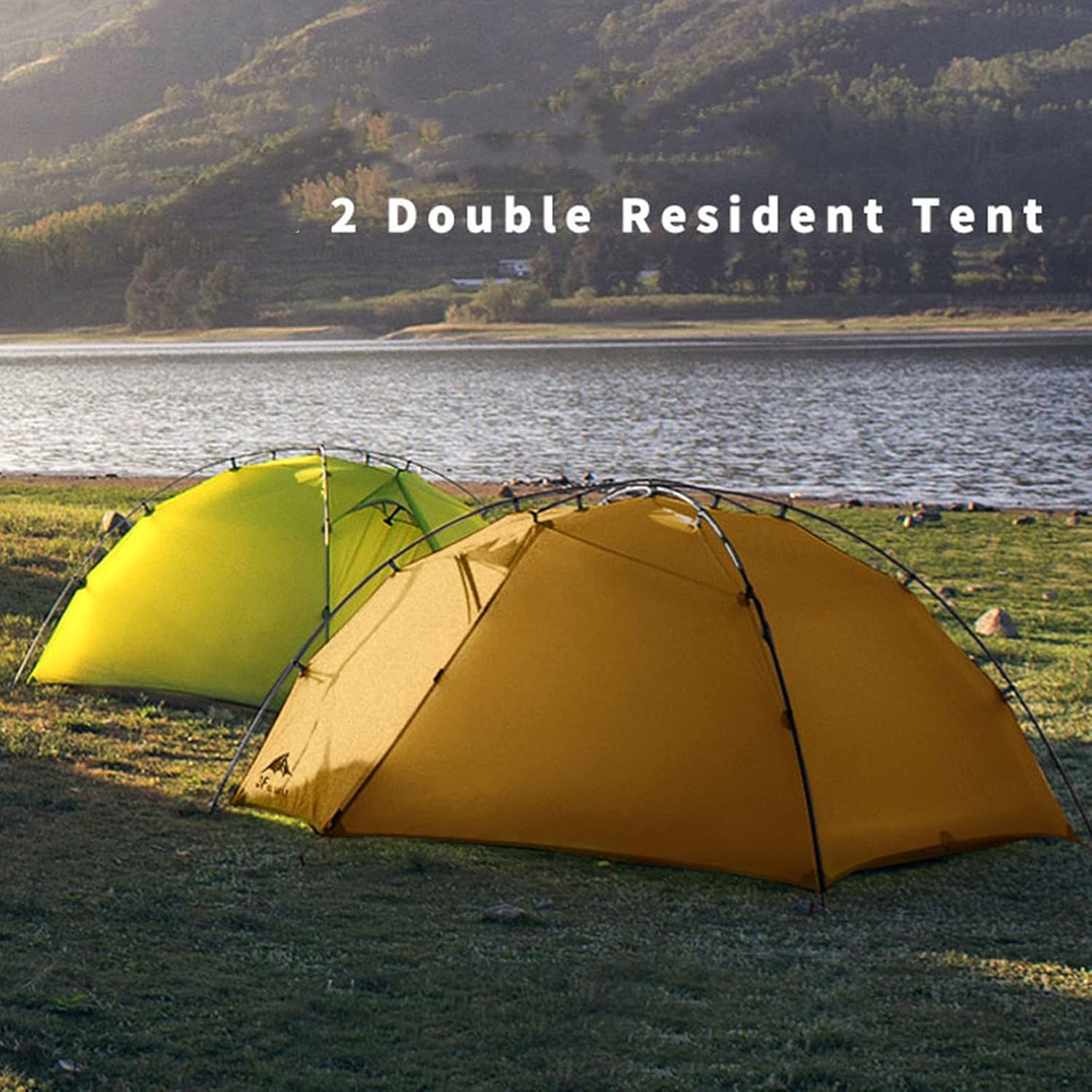 Camping Tent 2 Person 15D Silicon Coated Ultralight Waterproof and Windproof Family Outdoor Tents Easy Setup Portable with Carry Bag