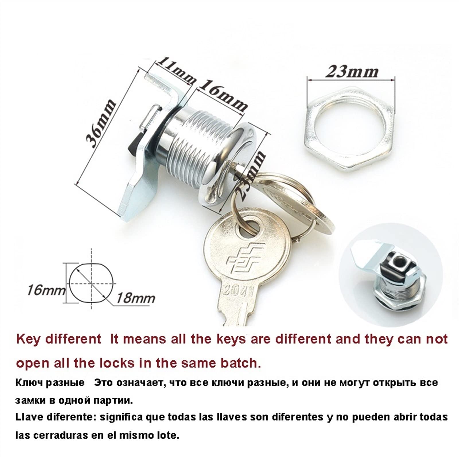 Blokada przycisku, blokada łopatki przyczepy, drzwi kempingowej, krzywkowa do szuflady maszyny, sprzęt meblowy 1015 1 szt(D Different Key)