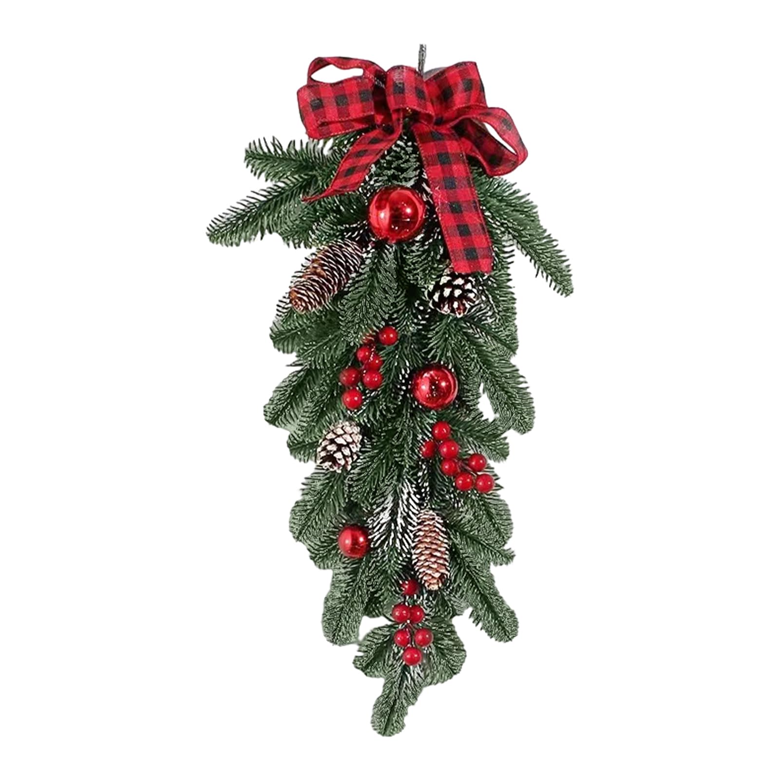 Amazon.com: Christmas Teardrop Swag, Winter Pine Needles Swag with  