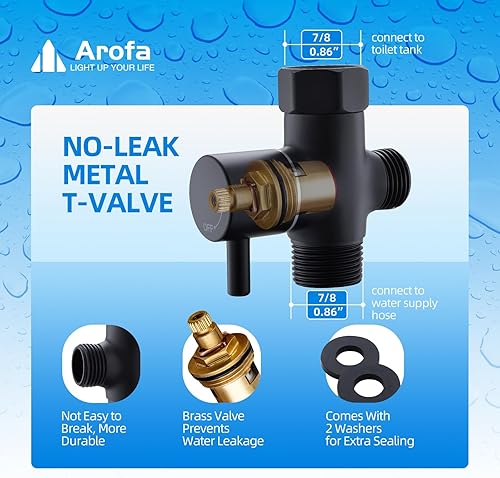 Miniatura 5 de Arofa Pulverizador de bidé negro para inodoro, rociador de chorro de mano ajustable a presión de agua musulmana con manguera de bidé, grifo de bidé