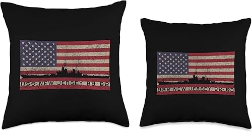 Miniatura 3 de Estados Unidos Battleships Banderas USS New Jersey BB-62 WW2 Battleship USA American Flag Throw Pillow, 16 x 16, multicolor