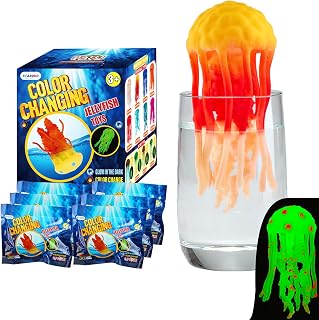 Color Changing No Hole Bath Toys for Kids, Jellyfish Mystery Pack | Bath Toys for Kids Toddler Color Changing Squishy Sea Animal Water Table Bathtub Toys & Glow in The Dark Jellyfish (Random 6)
