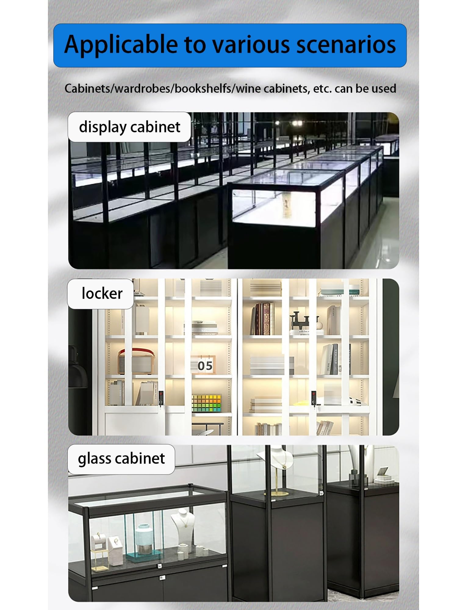 Kit de Puerta Corredera de Cristal 8 mm – Doble Riel de Aluminio con Rodillos, Herrajes Sin Taladro para Vitrinas, Armarios y 2 Paneles de Cristal(Silver,130cm/4.3ft)