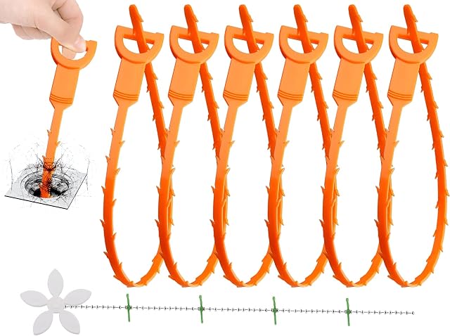 Drain Unblocker Tools 7PCS Sink Unblocker Tool Plumbing Snake, Drain Hair Remover Sink and Drain Unblocker Drain Weasel, Reusable Sewer Cleaning Hook Clog Remover for Kitchen Bathroom Bathtub Shower