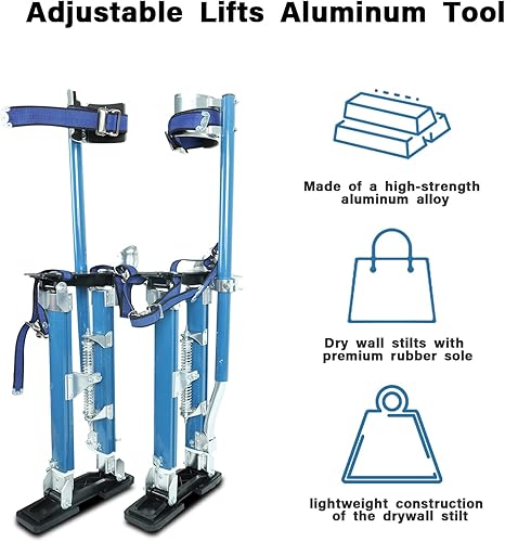 Miniatura 2 de Stilts de paneles de yeso de 18 a 30 pulgadas altura ajustable herramienta de aluminio con protección para la rodilla para pintar ramas de poda azul