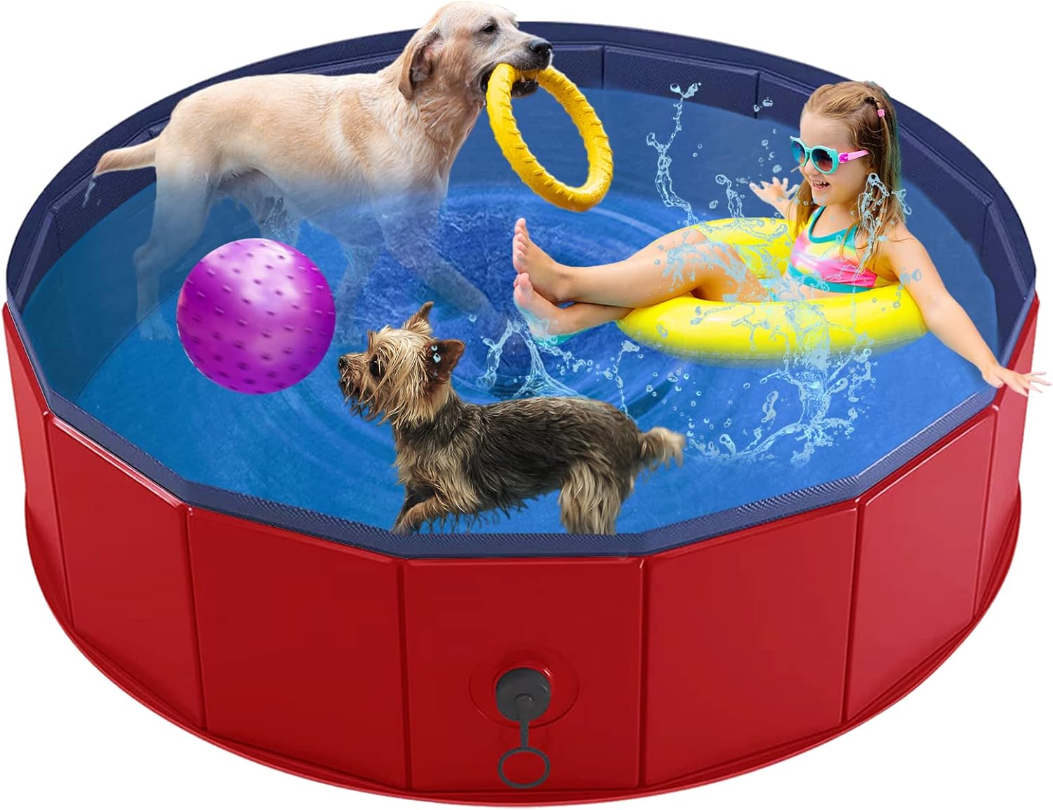 PowBear Dog Paddling Pool(160 x 30 cm) Portable Dog Pools Slip