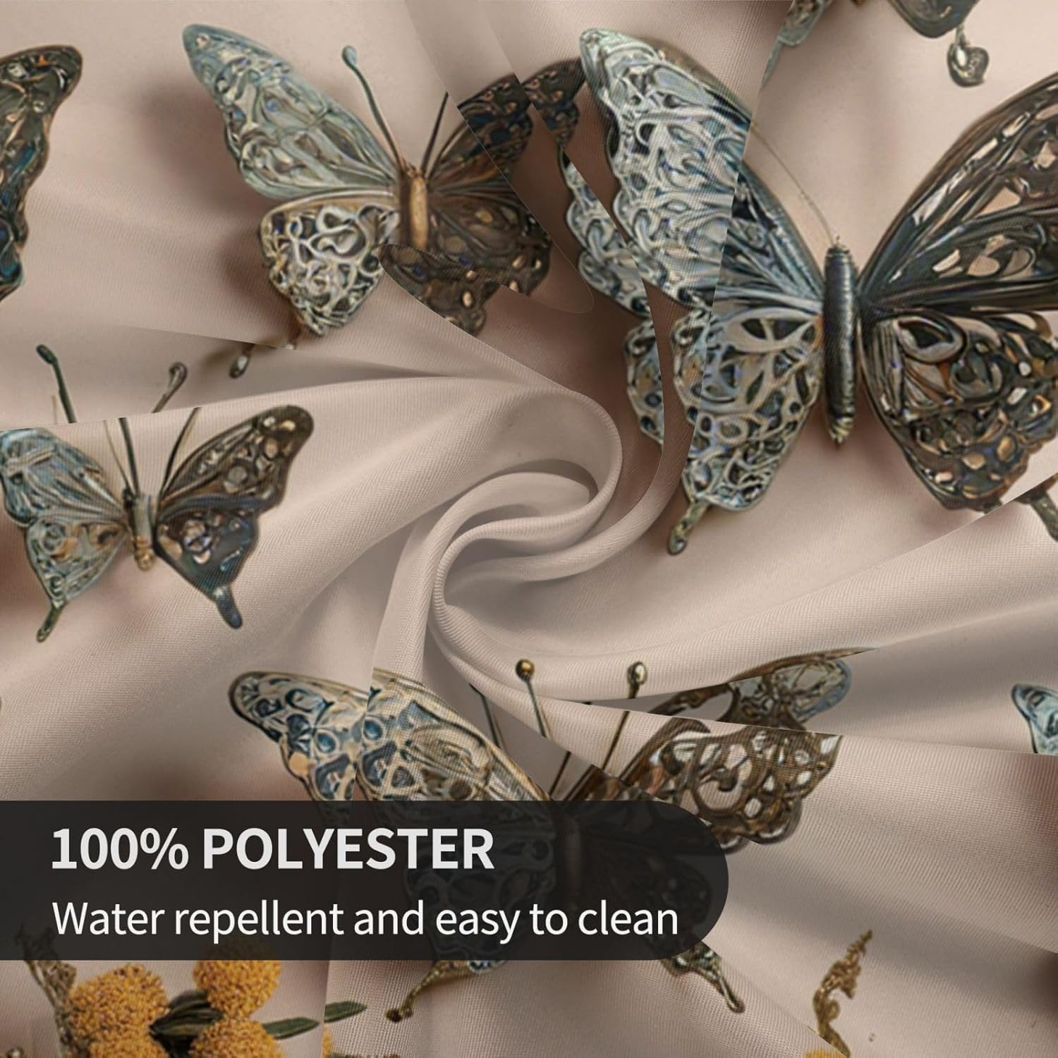 Butterfly Decor 02 Print Wrinkle Free Dining Table Cover for Birthday Party Farmhouse Tablecloths Up to 60 x 60 Inches