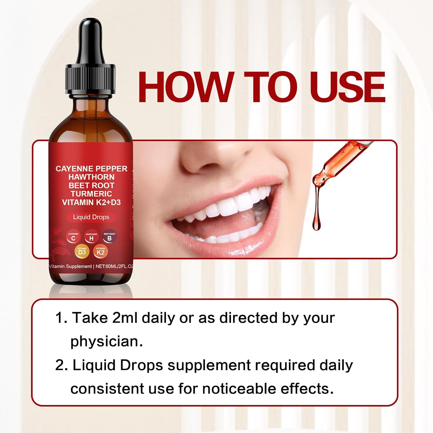 Cayenne Pepper Drops, Organic Cayenne Pepper Liquid Supplement with Hawthorn, Beet Root, Turmeric, Vitamin K2+D3 & Berberine Extract, Improves Stamina, Boosts Energy Levels - Image 7