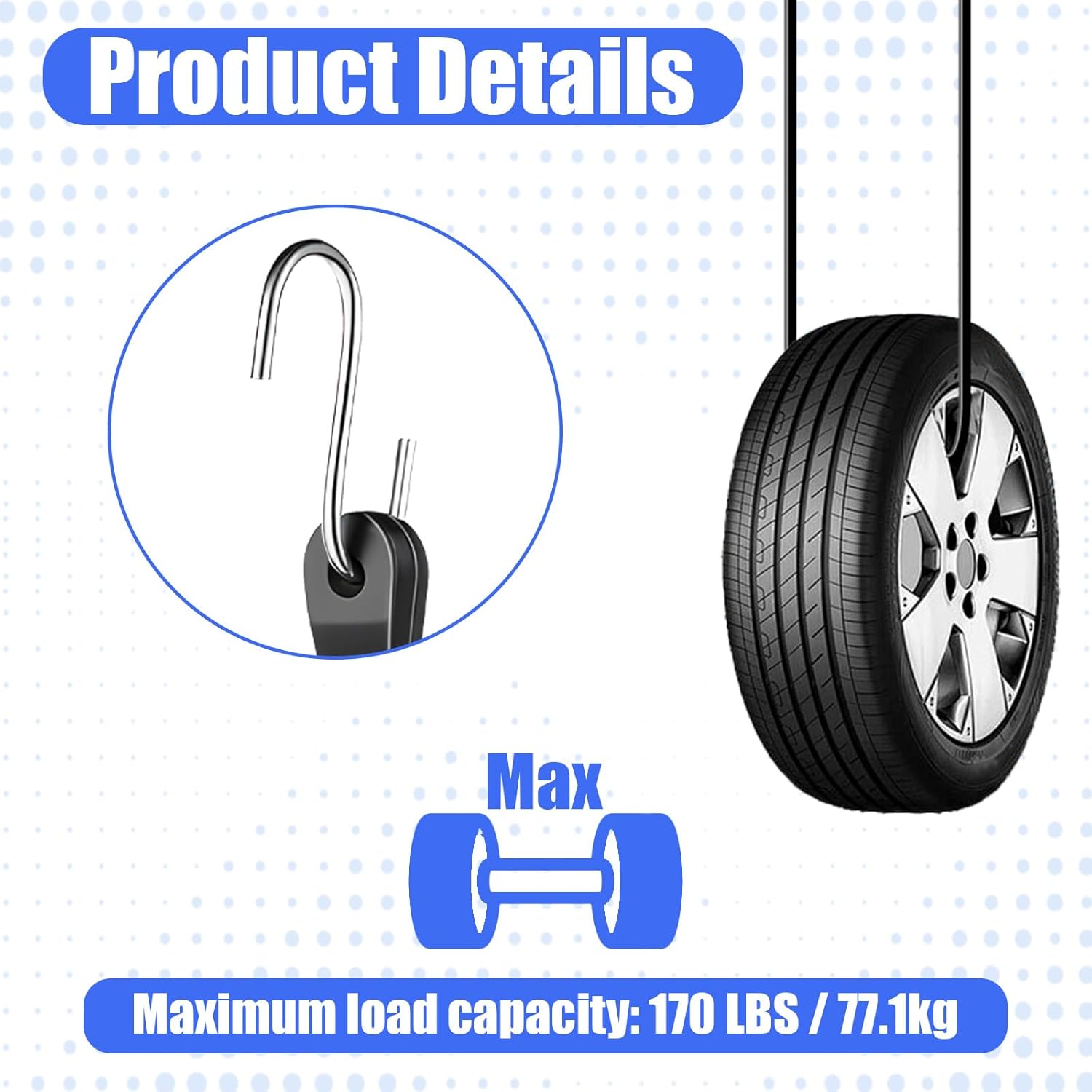 10 PCS Rubber Bungee Cords with Hooks with 1.8X Max Stretch & Over 176 lbs Load, 100% EPDM Rubber Heavy Duty Outdoor Rubbers Tarp Straps 10", 15", 21", 31" for Cargo, Bikes, Camping Gear