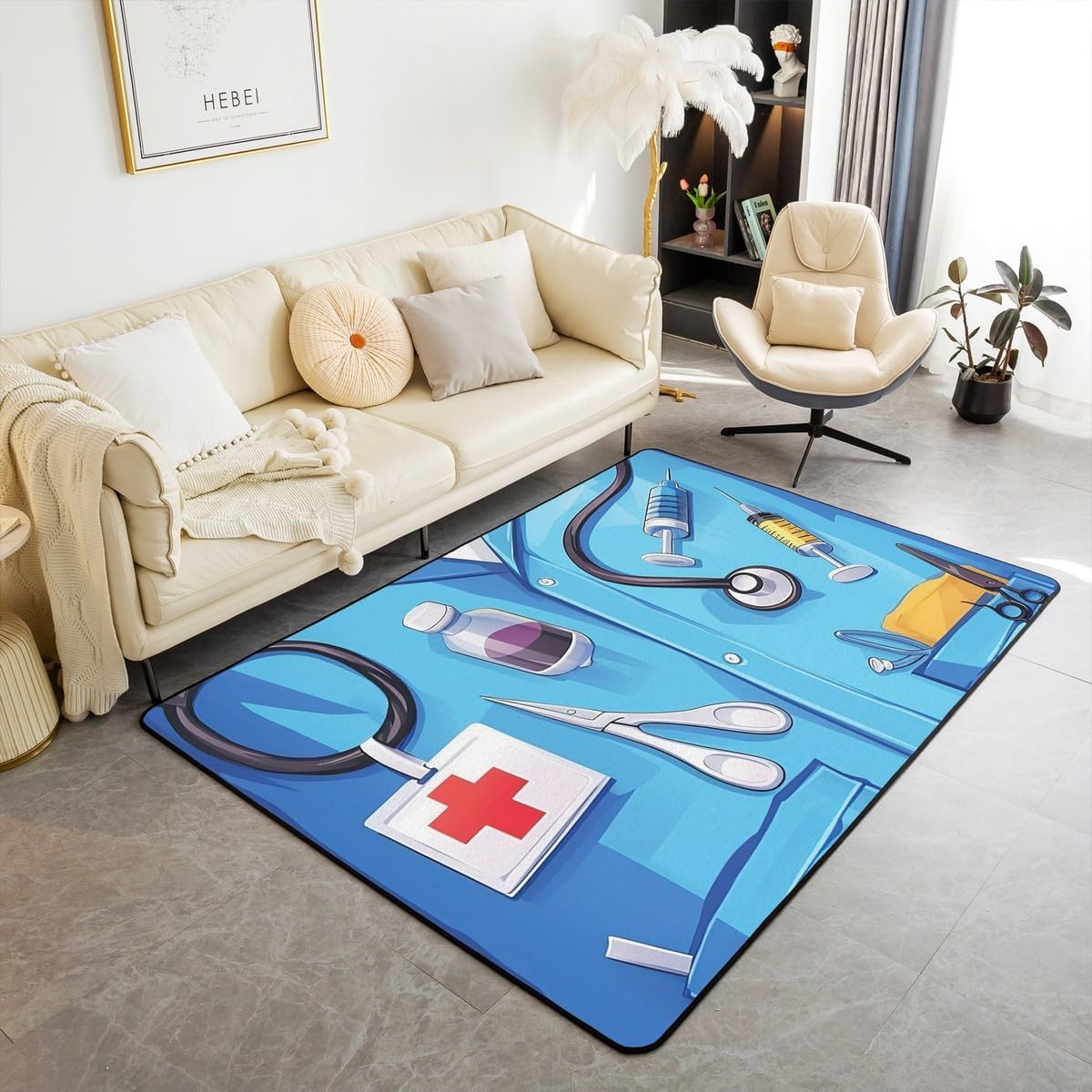 Doctor Nurse Gift Living Room Rugs 3x5 Doctor Gift Area Rug for Kids Teen Physician Nurse Graduation Gift Carpet Runner Non Slip Fashion Blue Decorative Accent Rug Bedroom Decor