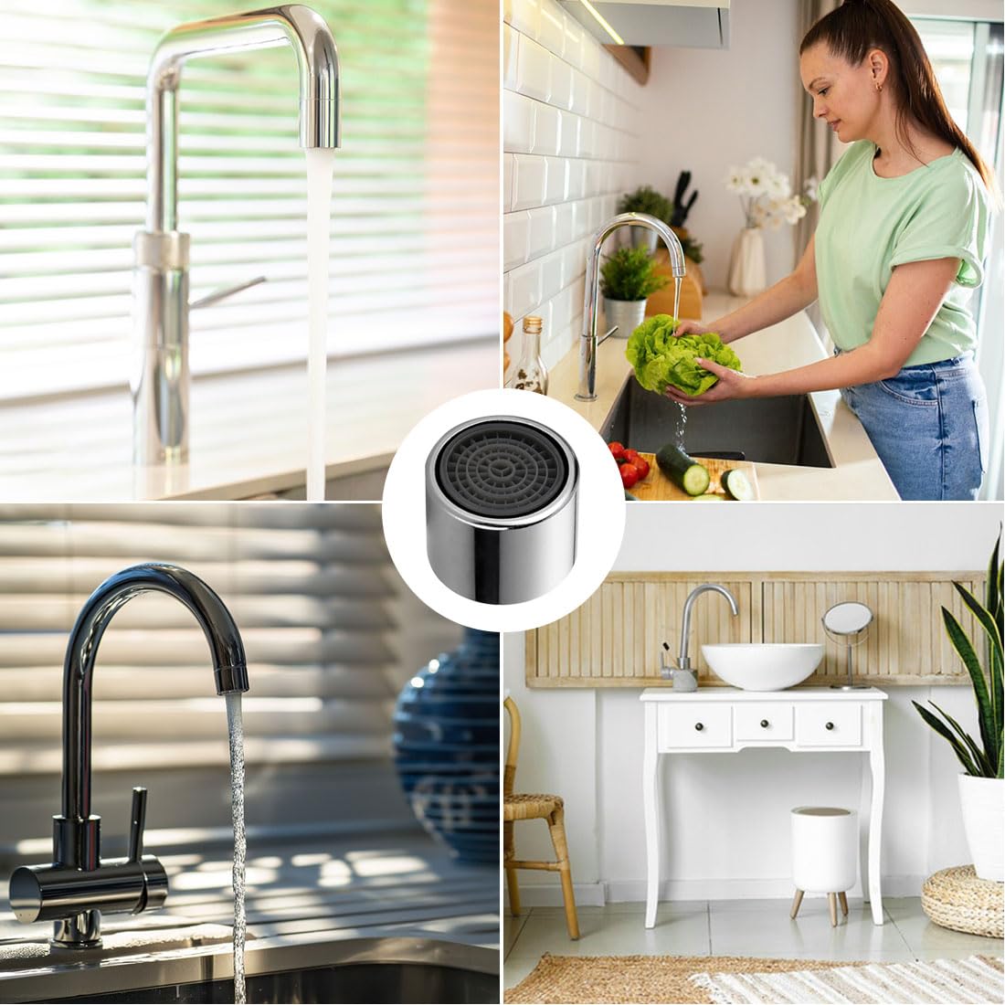 Aeratori Rubinetto M22, 6 Pezzi - Filtro Antischizzi, Risparmio Idrico, Con Chiave