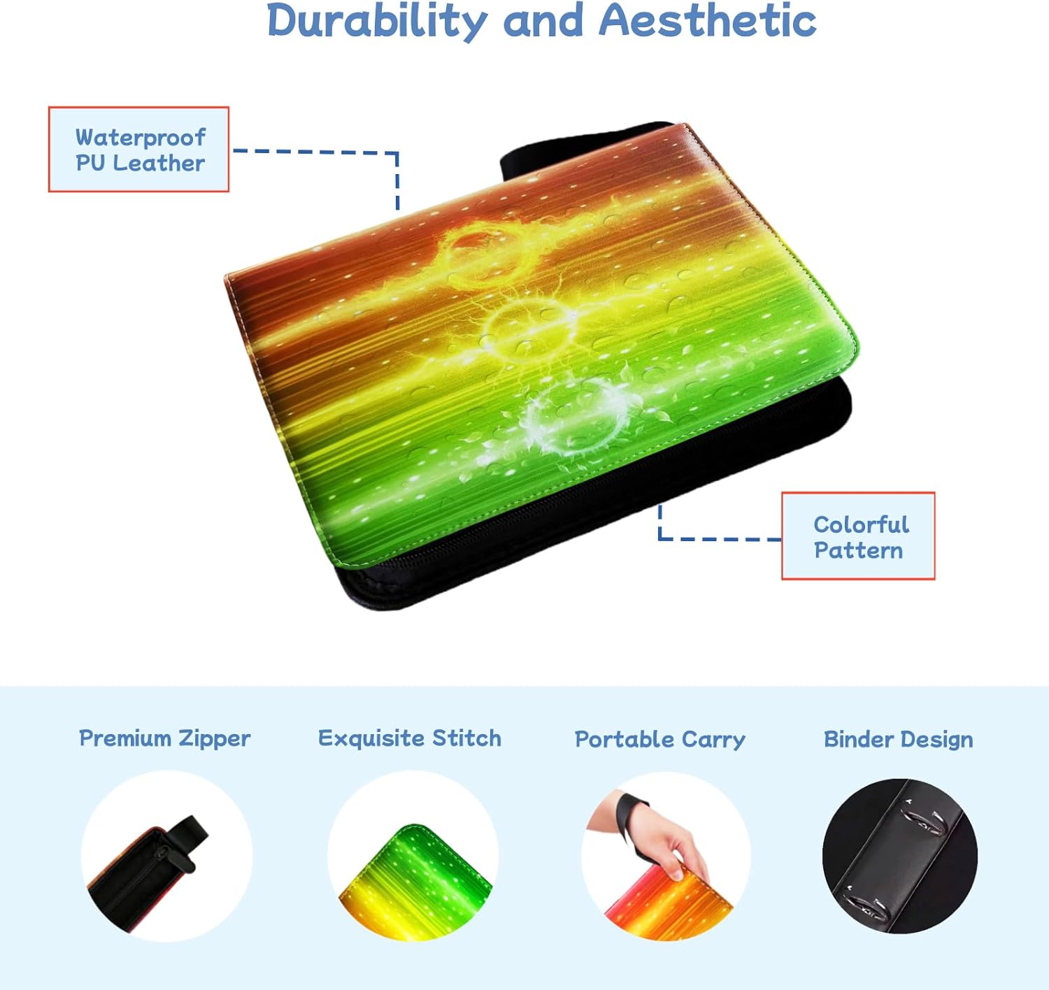 Premium Card Binder 9 Pocket,900 Pockets Trading Card Binders Collector Album with Zipper and 50 Removable Sleeves,Compatible with Game Sports Cards