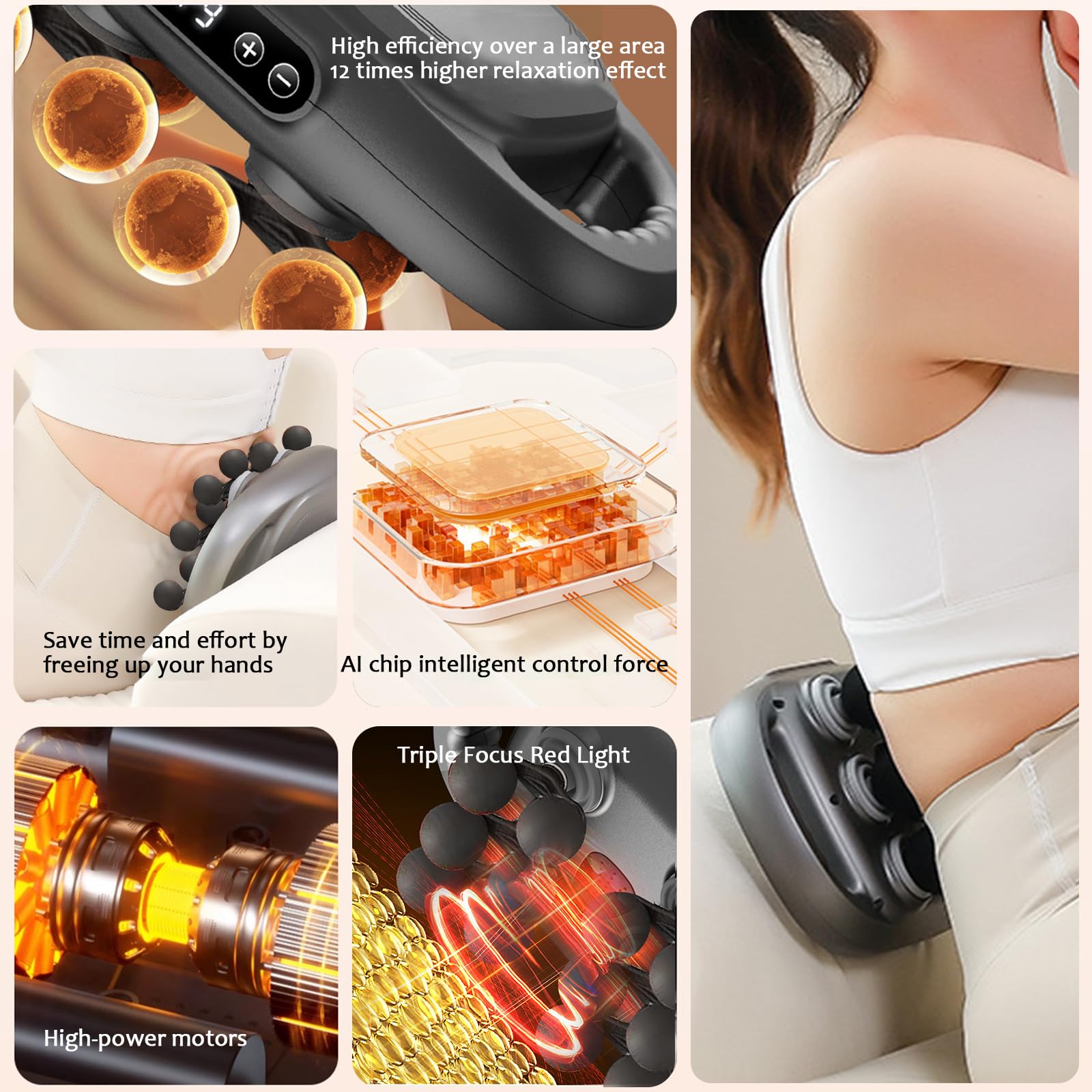 16&12 Kopf Massagepistole,Ergonomisches Hand-Vibrationsmassagegerät mit 30 Stufen und 3 Modi,Elektrisches Massagegerät Muskelmassagepistole, Handmassagegerät zur Muskel Massage für Rücken (12 Kopf)