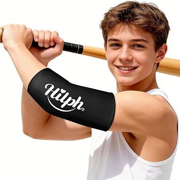 Hilph Elbow Ice Sleeve Arm Ice Packs for Injuries Reusable, Flexible Gel Cold Compression Sleeve for Tennis Elbow, Golfers, Tendinitis Pain Relief, Small, Black