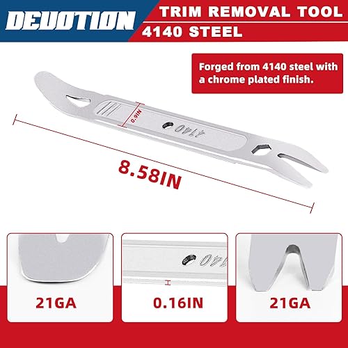 Miniatura 10 de TYRWEEY 4140 Herramienta de palanca, herramienta de extracción de molduras de palanca, herramienta de palanca, barra de palanca de bolsillo, kit de