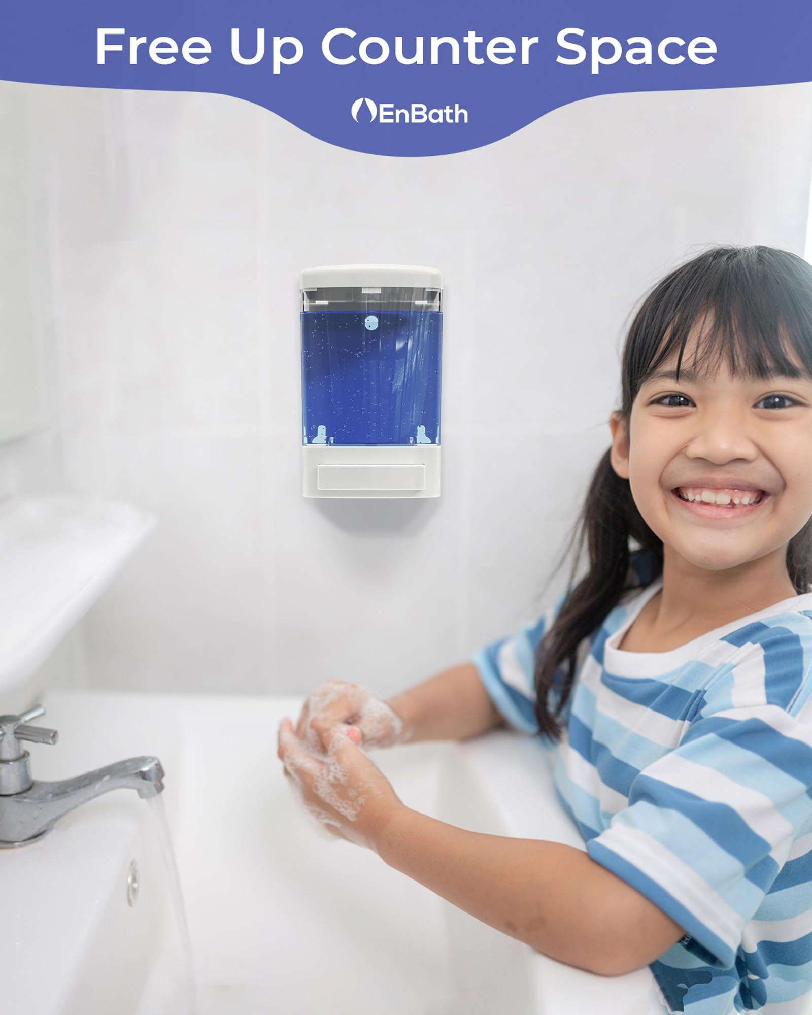 Dispensador de jabón de montaje en pared para baño (paquete de 2 unidades), dispensador de jabón de manos comercial de 33.8 onzas (1000 ml), dispensador de jabón/desinfectante manual montado en la