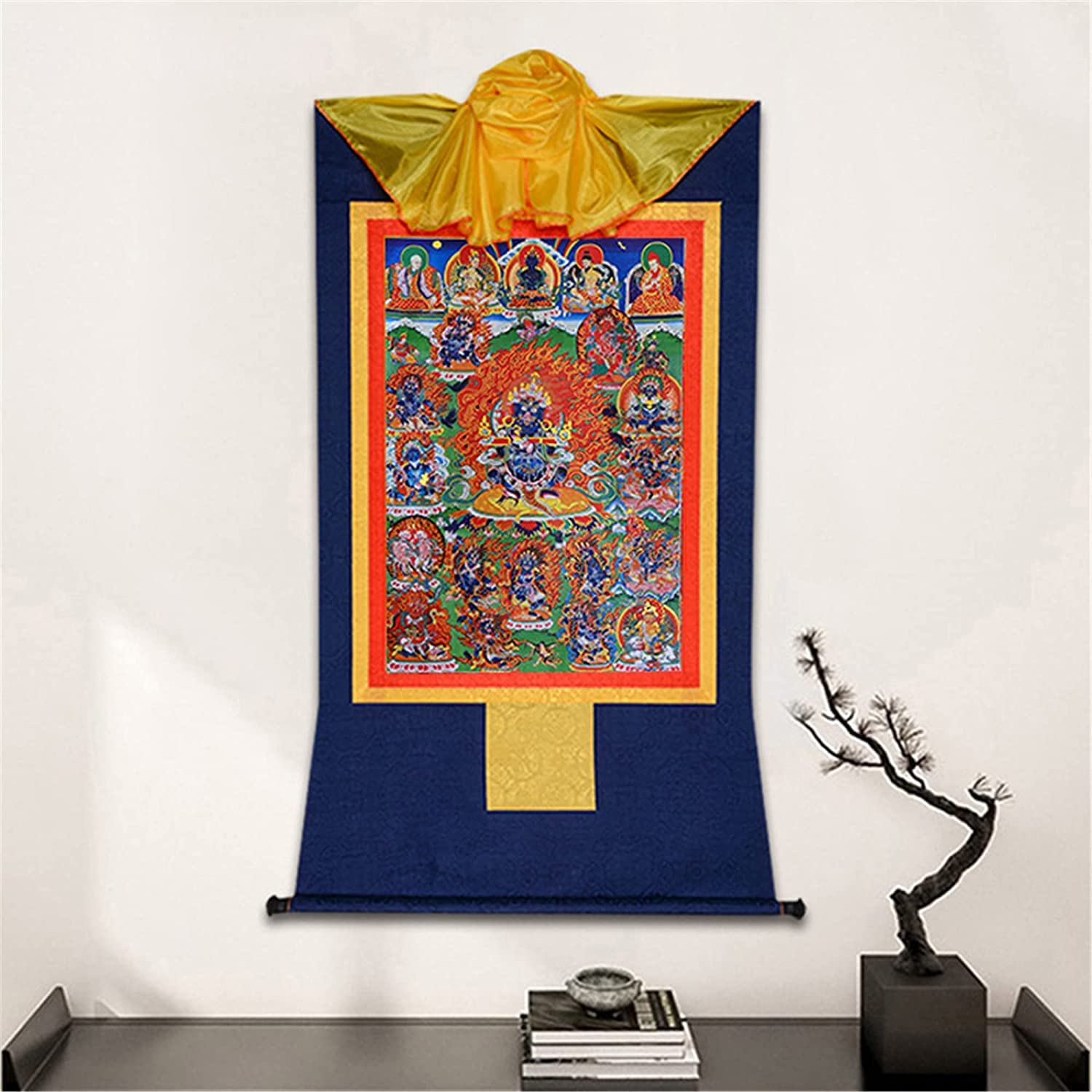 Obrazy na zwojach, Malarstwo jedwabiu, tybetańska Thangka, Mahakala, bóstwo obrońcy(Red,Small(35cm*27cm))