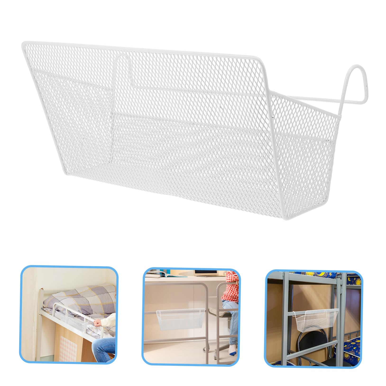 Cesta de Almacenamiento Colgante de Metal Blanco, Hierro, Gran Capacidad