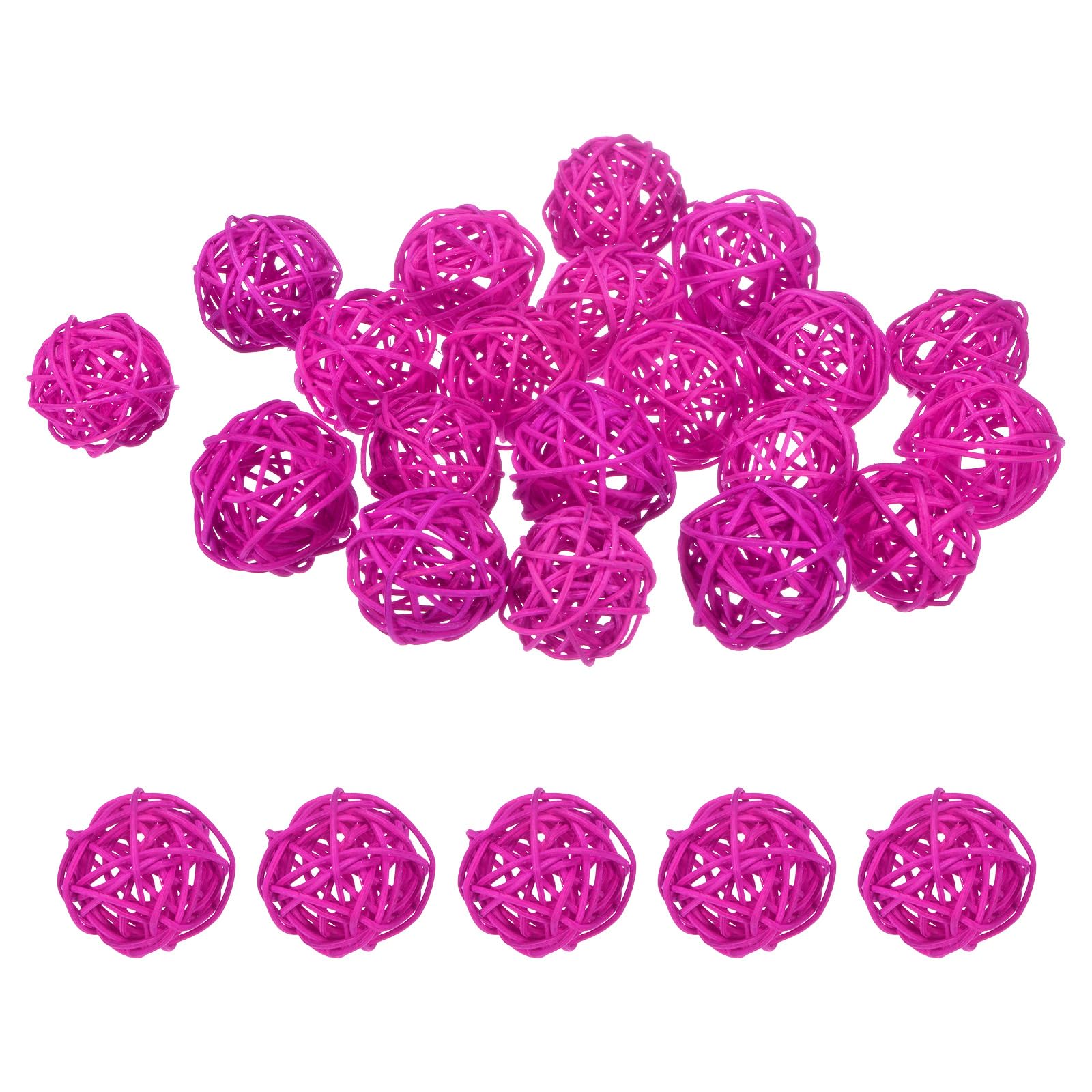 M METERXITY 20-Pack Wicker Rattan Balls 40mm/1.6 Inch Decorative Rattan Balls Orbs Vase Fillers Bowl Fillers for Christmas/Weddings/Thanksgiving/DIY Crafts/Home Decor [Rose Red]
