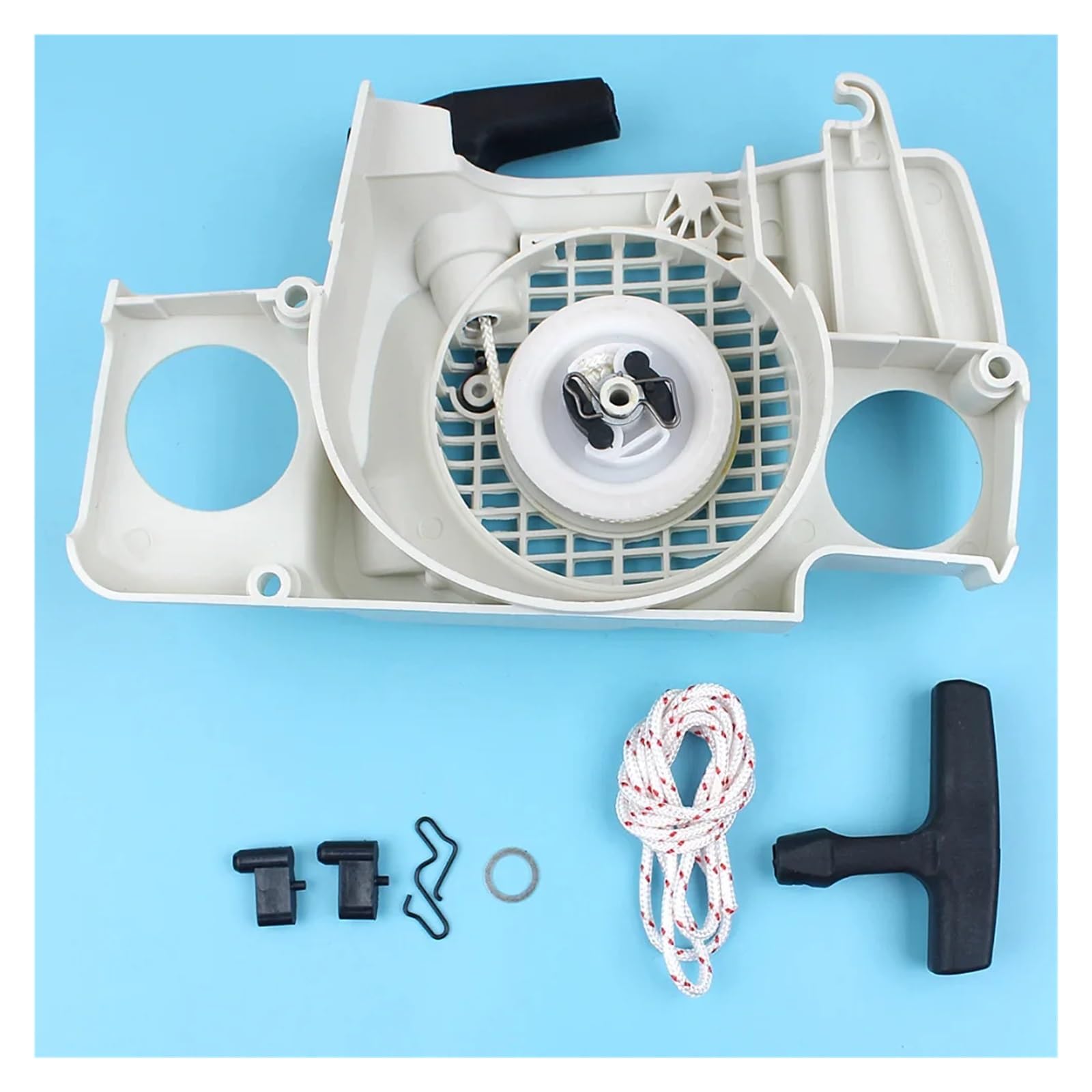 Kit de trinquete de Arranque con empuñadura de Retroceso, Cuerda de Agarre, Compatible con motosierras 017, 018, MS180, MS170, MS180c, MS 180, 170 y 180c. Pieza de Repuesto.
