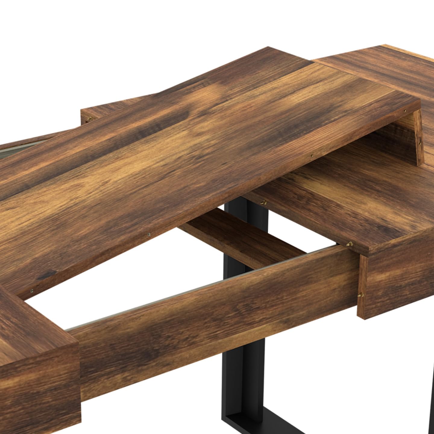 IDMarket - Mesa de comedor extensible rectangular Phoenix Bandeja Hawkins 4-8 personas, madera oscura, 160-200 cm