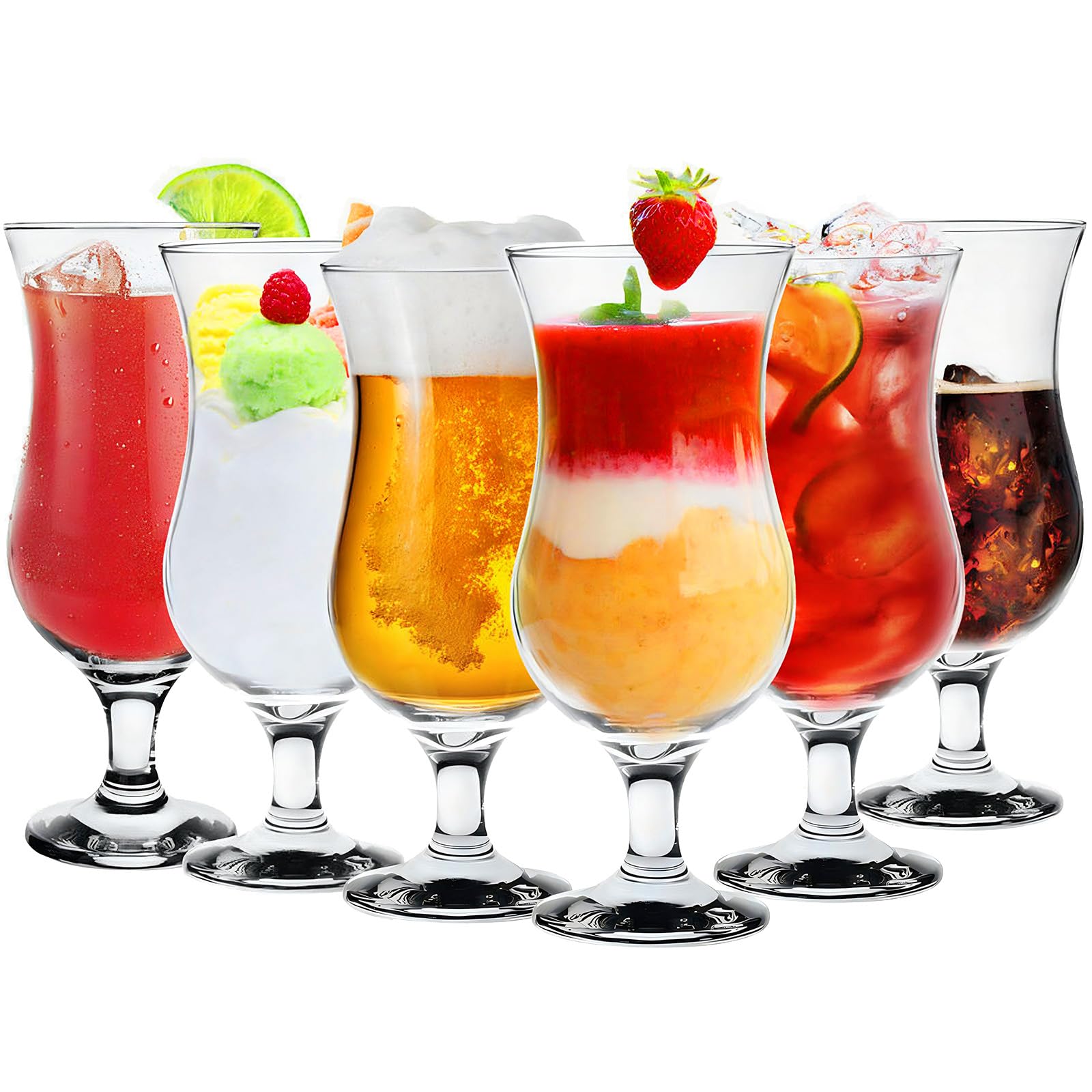 Konzept 11 - Cocktailgläser 6er Set 460ml - Transparente Eiskaffe Gläser, Milchshake Gläser & Longdrinkgläser - Ideal für Bier, Eisbecher & Coctails