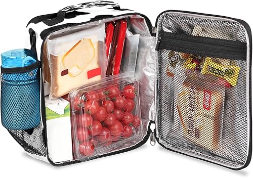 Miniatura 4 de Lonchera con estampado de vaca para niños, bolsa de almuerzo aislada de vaca negra y blanca para niñas y niños, bolsa de preparación de comidas