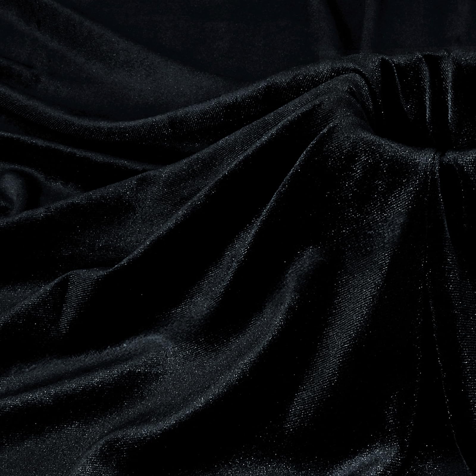 P Pothuiny Black Velvet Fabric by The Yard, 1 Yard x 60 Inch Wide Luxury & Soft Stretchy Velvet Cloth Fabric for Sewing, Apparel, Upholstery - 90% Polyester 10% Spandex