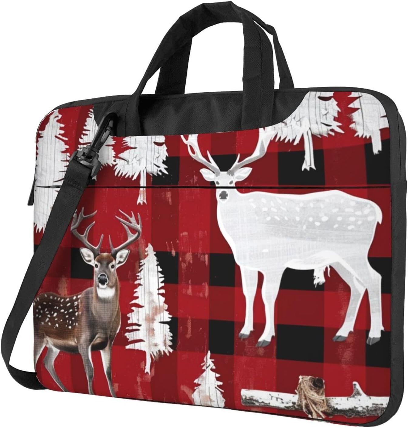 Cow Deer Tree Christmas Printed Laptop Tote Bag Travel Business Computer Bag Work Bag for Men Women