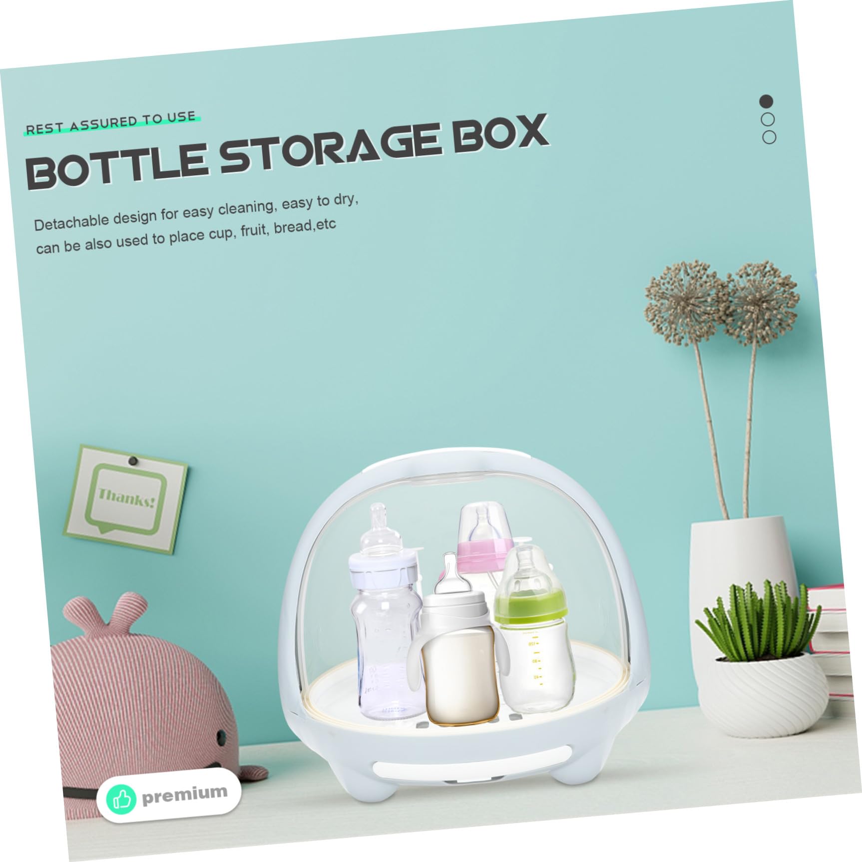 PACKOVE Boîte de Séchage pour Bouteilles Bleu en PP, Résistant aux Dommages, Utilisable à Sec et Humide, Organise Biberons et Vaisselle pour Bébé, Cuisine