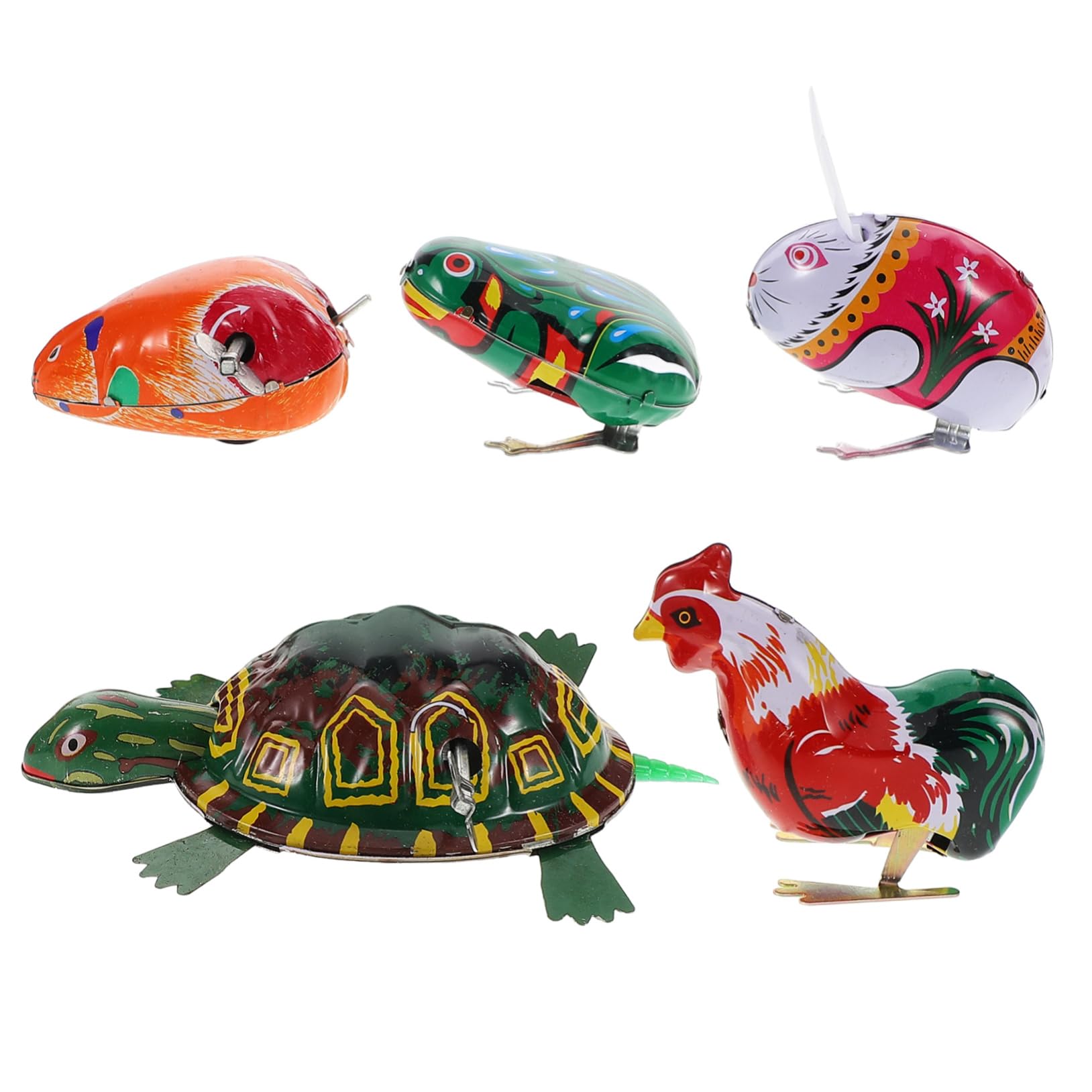 YARNOW Vintage -up Toys 5pcs Tin Toys Animal Mechanism Set for Boys and Girls Preschool Christmas Classroom Rewards Style
