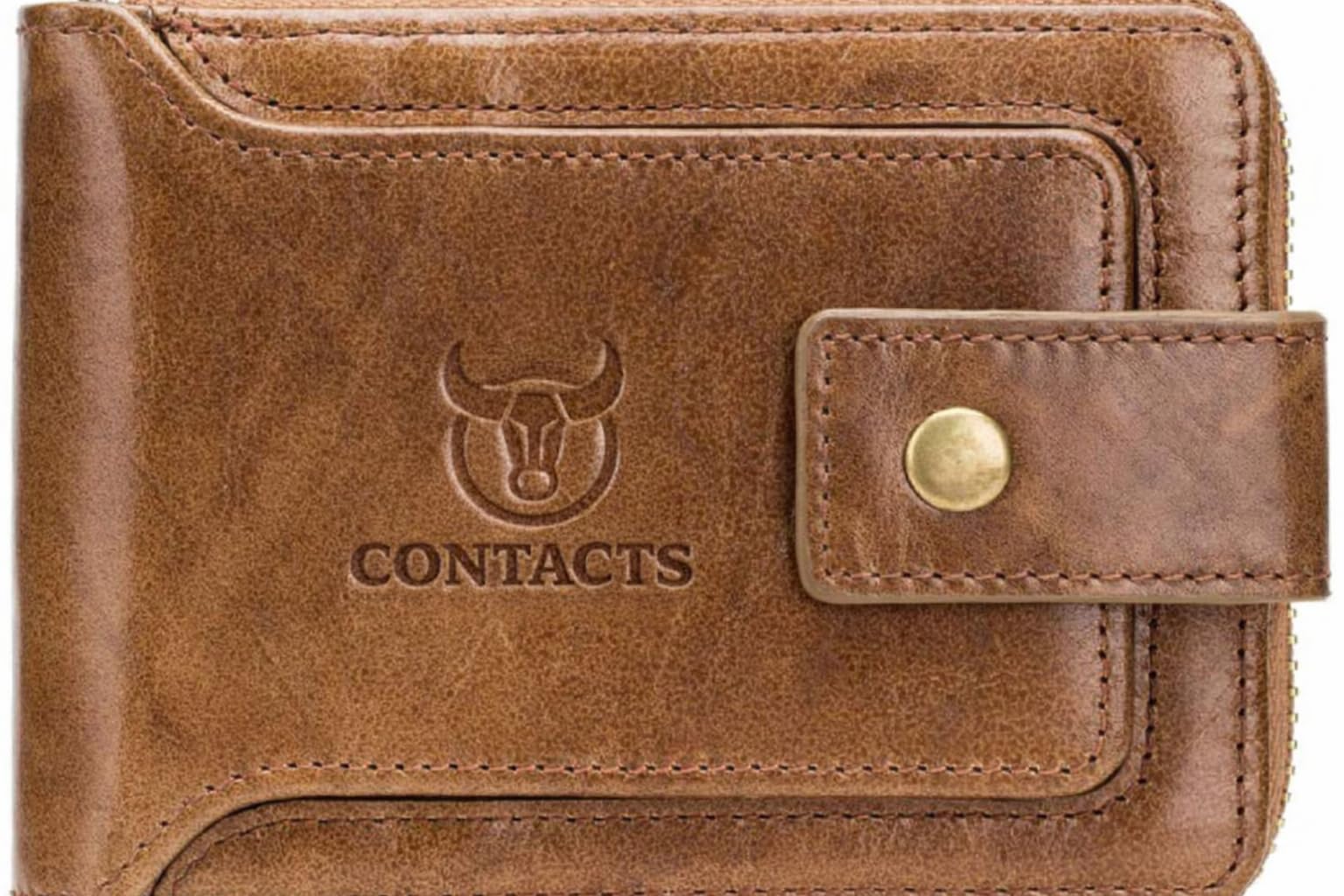 Men's Genuine Leather Wallet | RFID Blocking Zip Around Bifold Wallet for Men | Up to 11 Card Slots Including 1 ID Window and 2 Bill compartments (Beige)