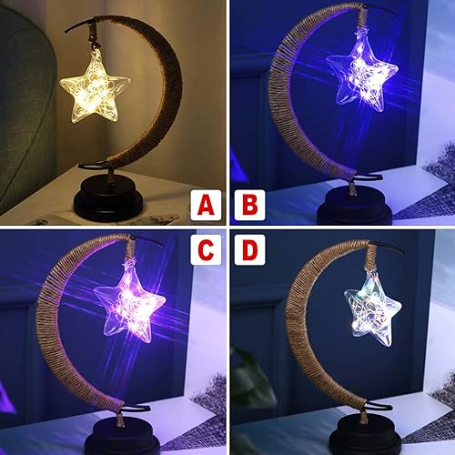 Miniatura 8 de Lámpara lunar encantada 2022, luz nocturna LED de luna y estrella, lámpara mágica de galaxia, lámpara colgante de media luna colgante, lámpara de