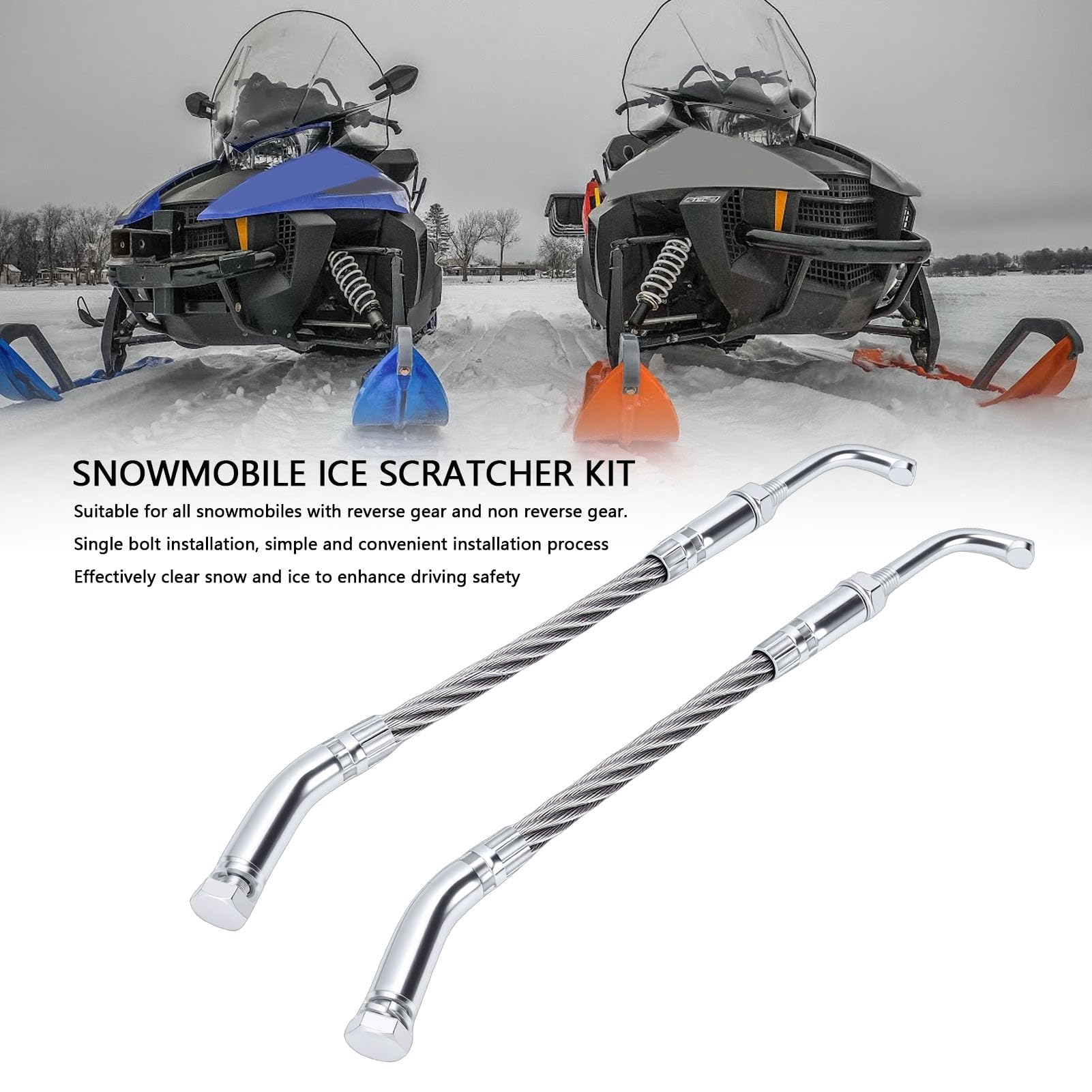 Schneemobil-Eiskratzer-Set, langlebig, universell, sicher, kompatibel mit Allen Schneemobilen mit 2-1/2 Zoll Spurhöhe