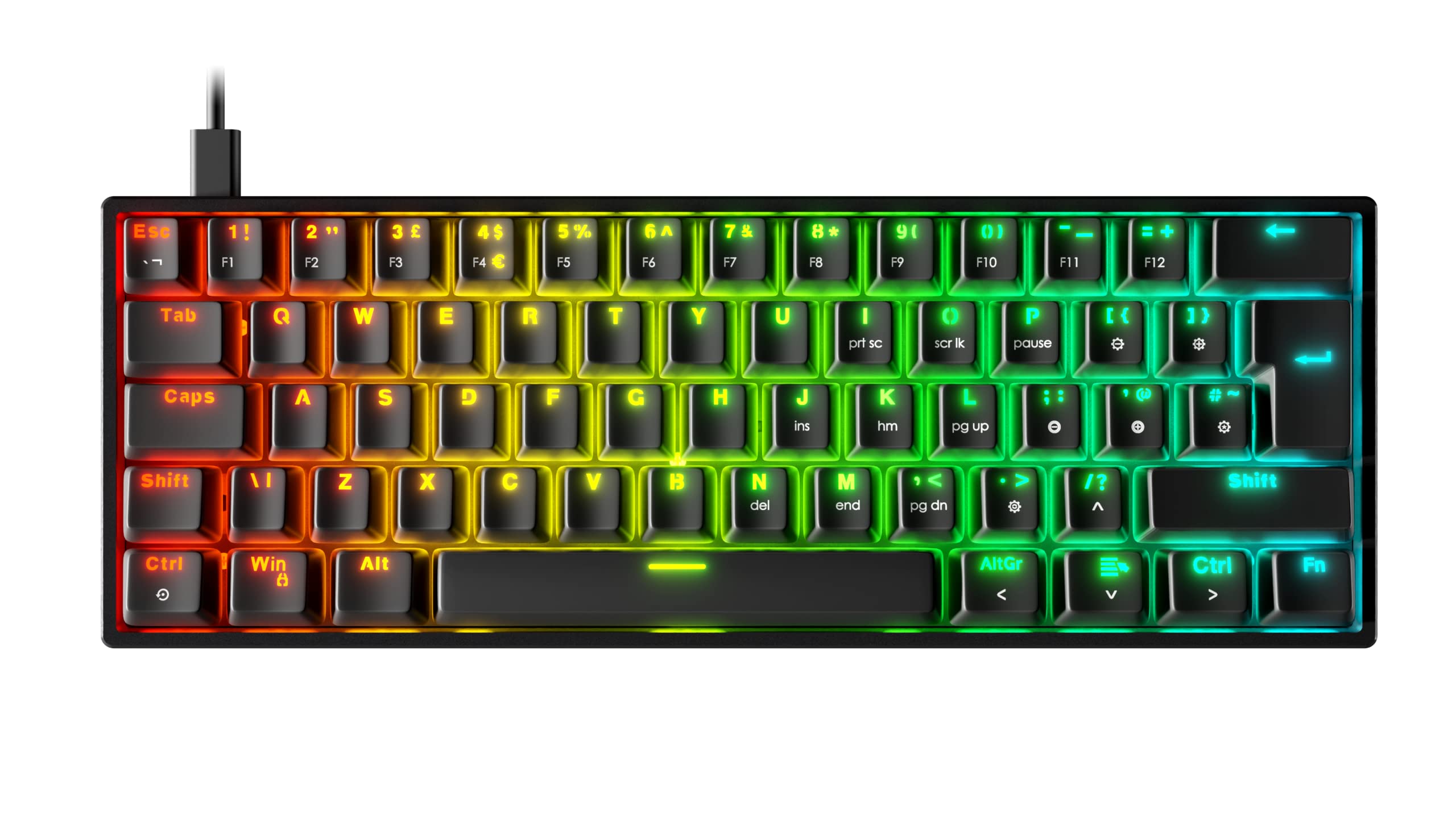 Oversteel - KOVAR USB gaming keyboard, 60% compact, RGB backlit, Outemu Red mechanical switch, Anti-Ghosting, English PC/MAC/Android layout