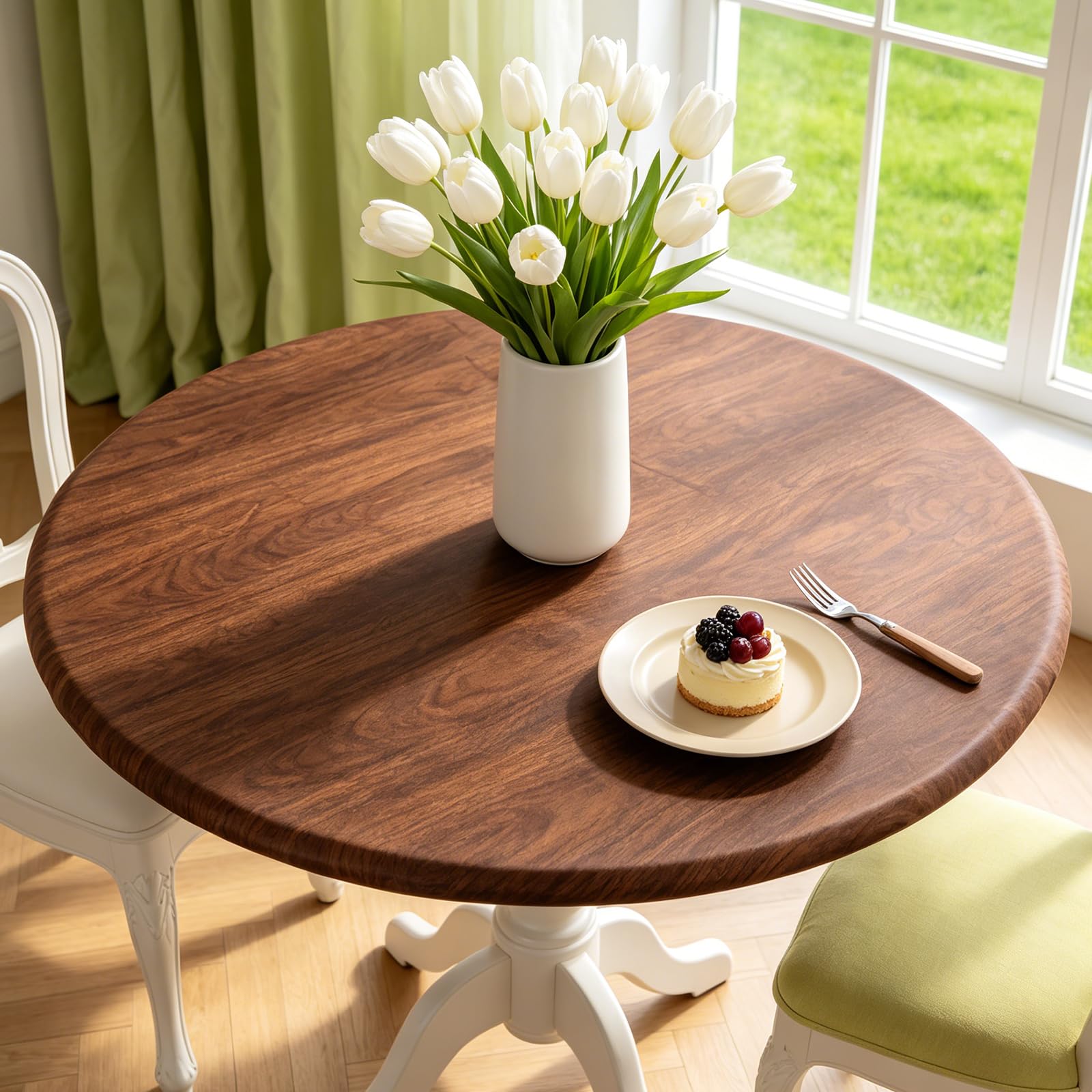 KUAOOAUK Waterproof Round Tablecloth,Table Cover with Elastic Edge（122cm）