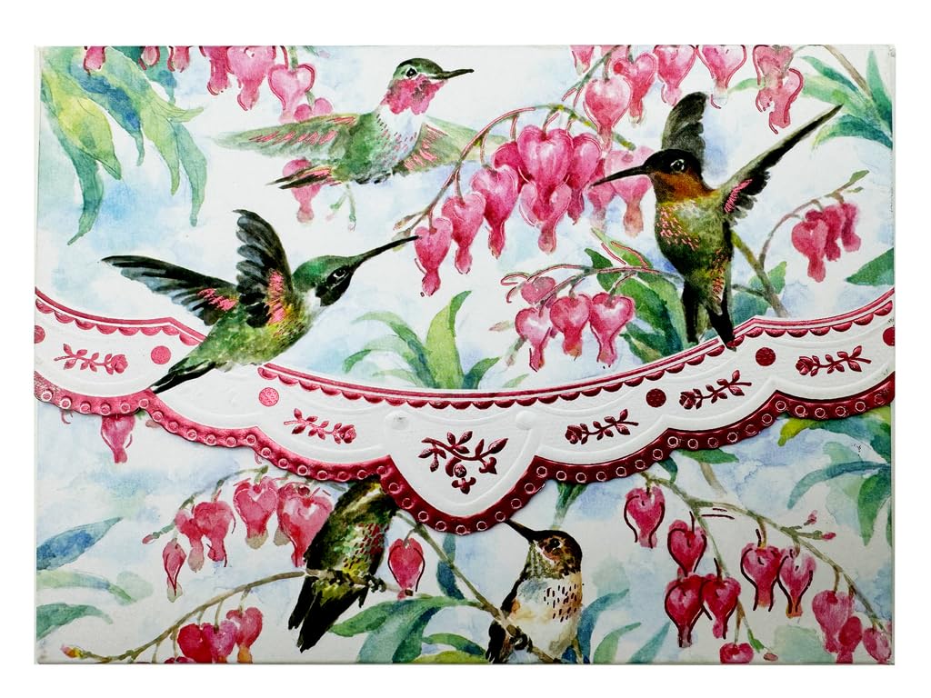 Poster Foundry Set of 3 - Hummingbird Boxed Note Cards by Carol Wilson. 10 embossed 4x5 Die-Cut Notecards and Matching Envelopes in Decorative Gift Box with Magnetic Flap. NCP2508