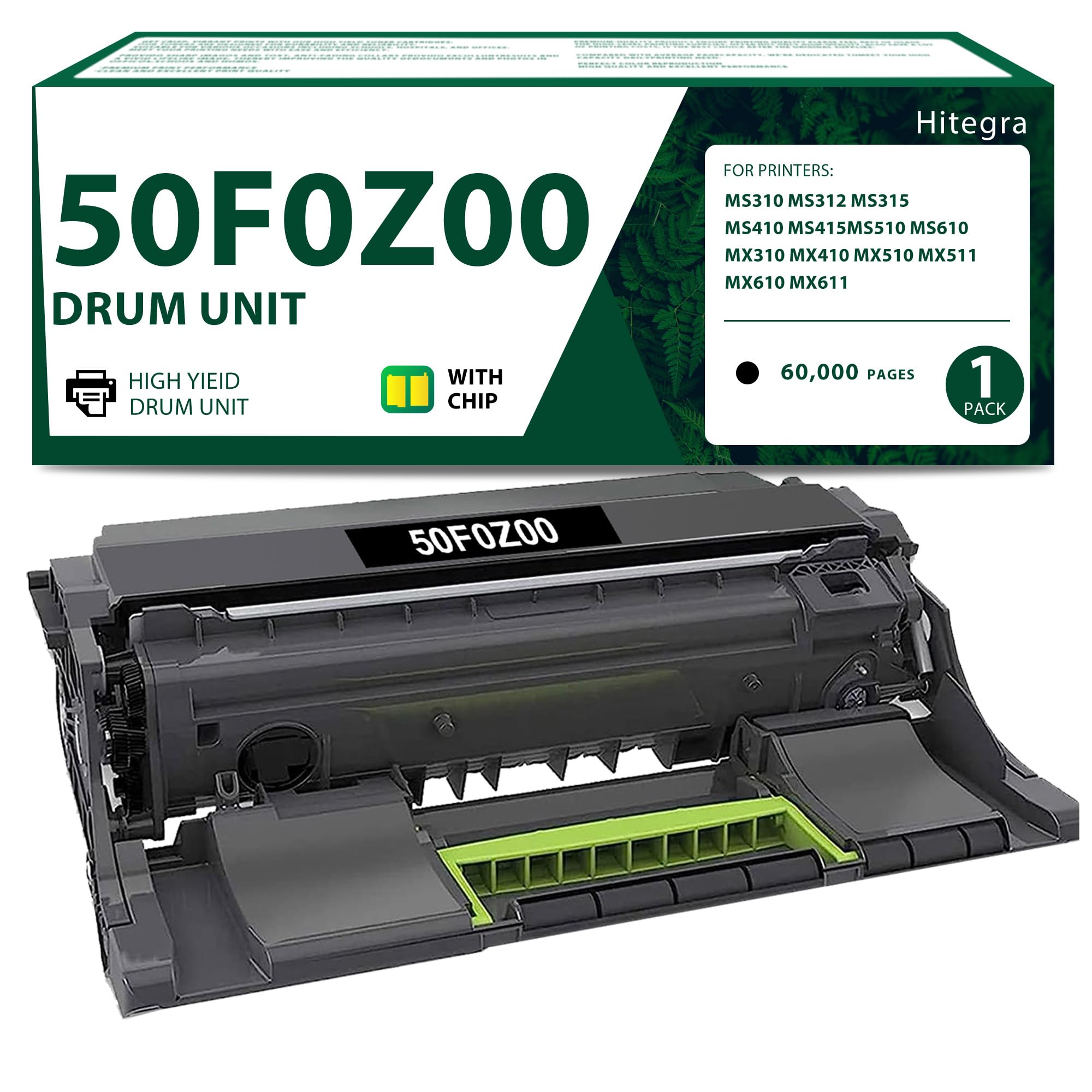 Unità di imaging di ricambio per stampante Lexmark 50F0Z00 per stampante serie MS310 MS312 MS315 MS410 MS415 MS510 MS610 MX310 MX410 MX510 MX511 MX610 MX611 Unità tamburo, 1-Confezione 50F0ZA0 500Z