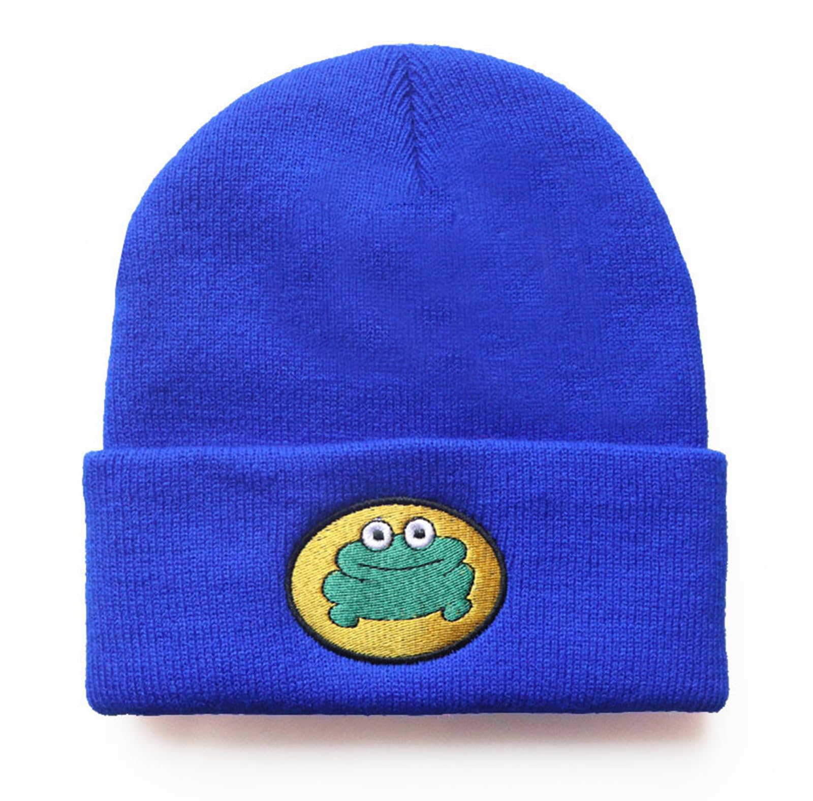 Cazdopam Women's Blue Cute Cartoon Tv Parappa The Rapper Frog Knitted Beanie Hats Unisex Fashion, 0