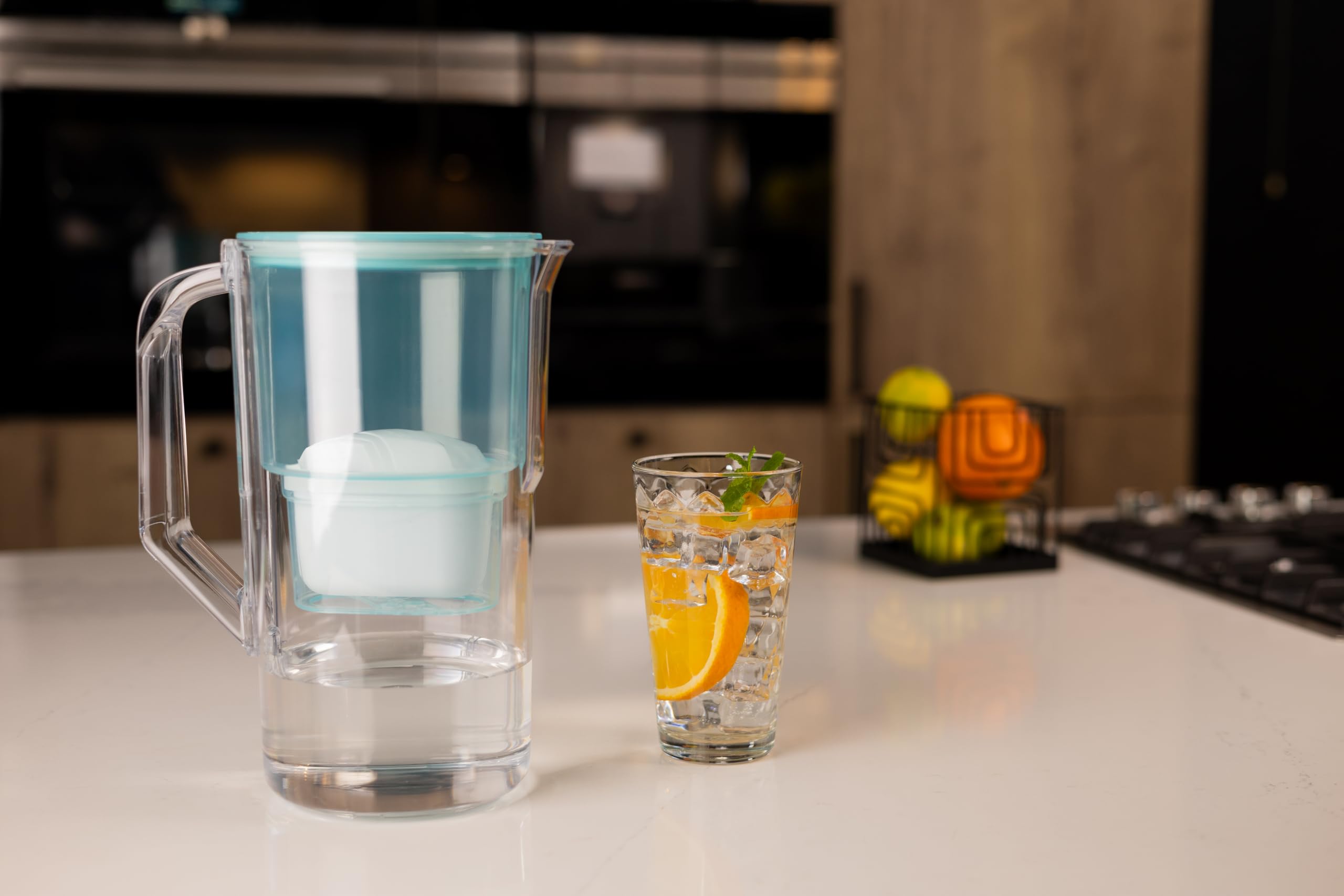 Wessper Aqua Max Basic, dzbanek do wody 2,5 l, zestaw dzbanków na wodę i 2 filtry, kompatybilny z Brita Maxtra, system filtracji wody, redukcja wapna, chloru – mięty