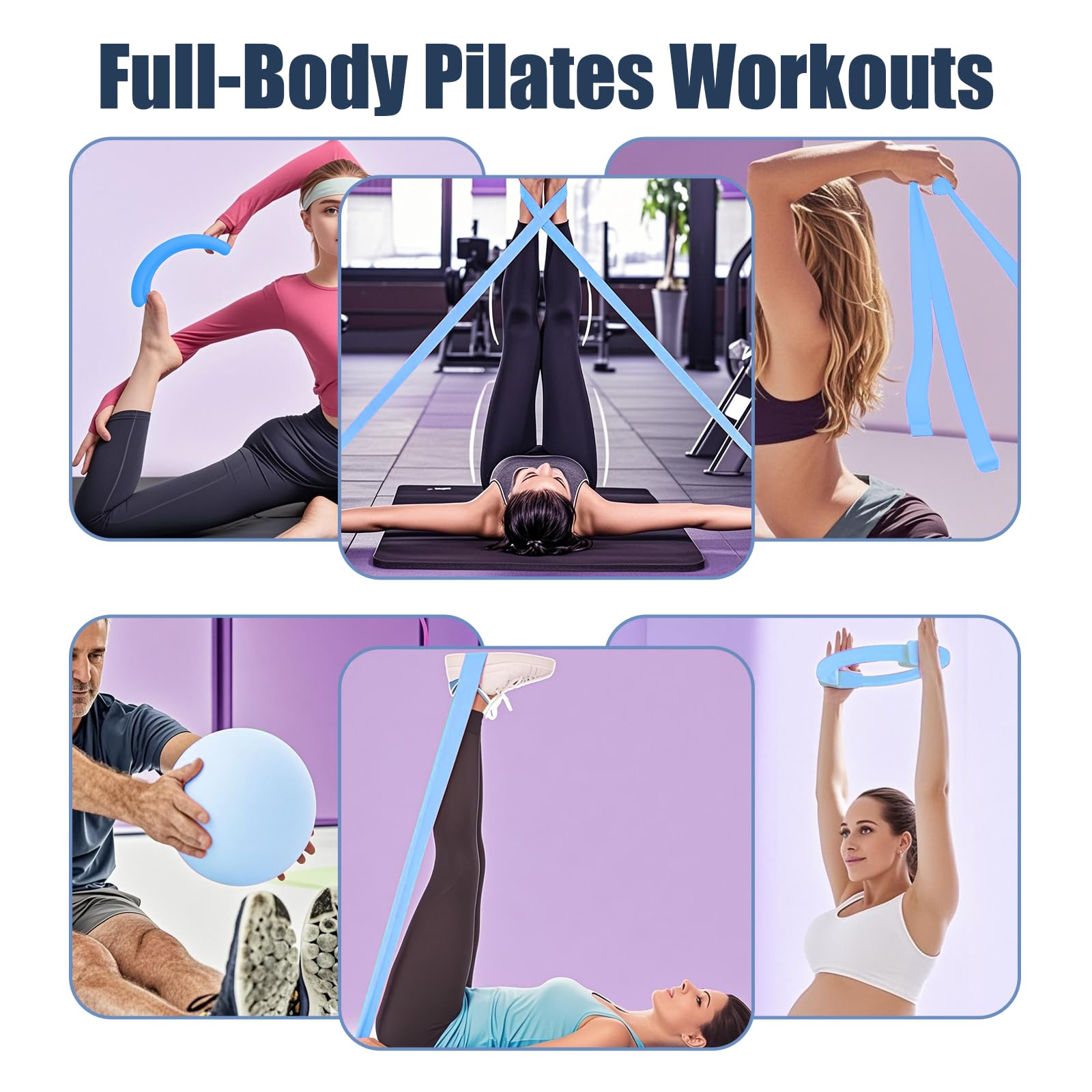 COONE Pilates Ring Set, Pilates Essentials Kit,Enthält Pilates Ring Yoga-Ball Yoga-Spanngurt Yoga-Hilfsgurt Yoga-Ring,Pilates Essentials Kit Für Frauen,Zur an Beinen,Armen Und Oberschenkeln