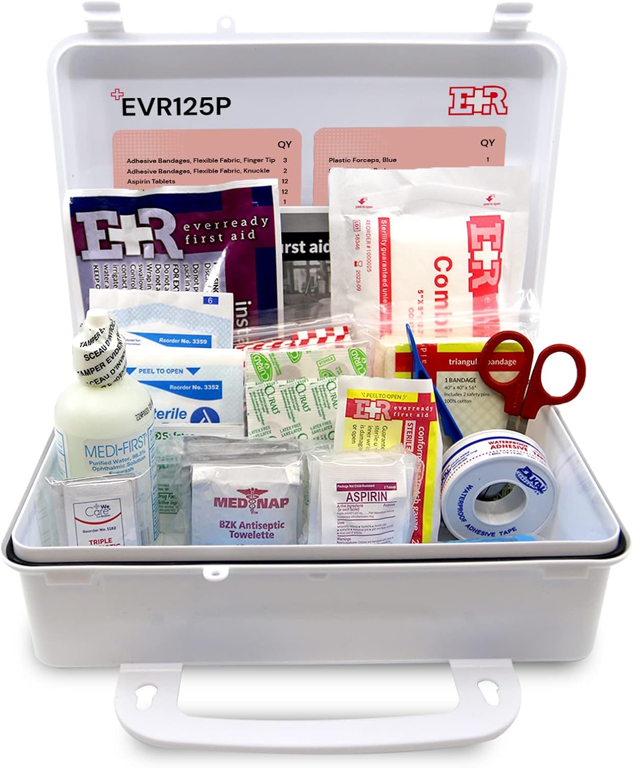 Ever Ready First Aid 107 Piece 25 Person First Aid Kit with Plastic Case, OSHA Compliant Ever Ready First Aid 107 Piece 25 Person First Aid Kit with Plastic Case, OSHA Compliant