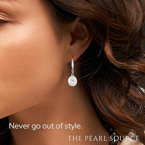 Miniatura 6 de Aretes colgantes de perlas reales para mujer con perlas cultivadas en agua dulce blancas de calidad AAA  Aretes de plata de ley 925 chapados en oro