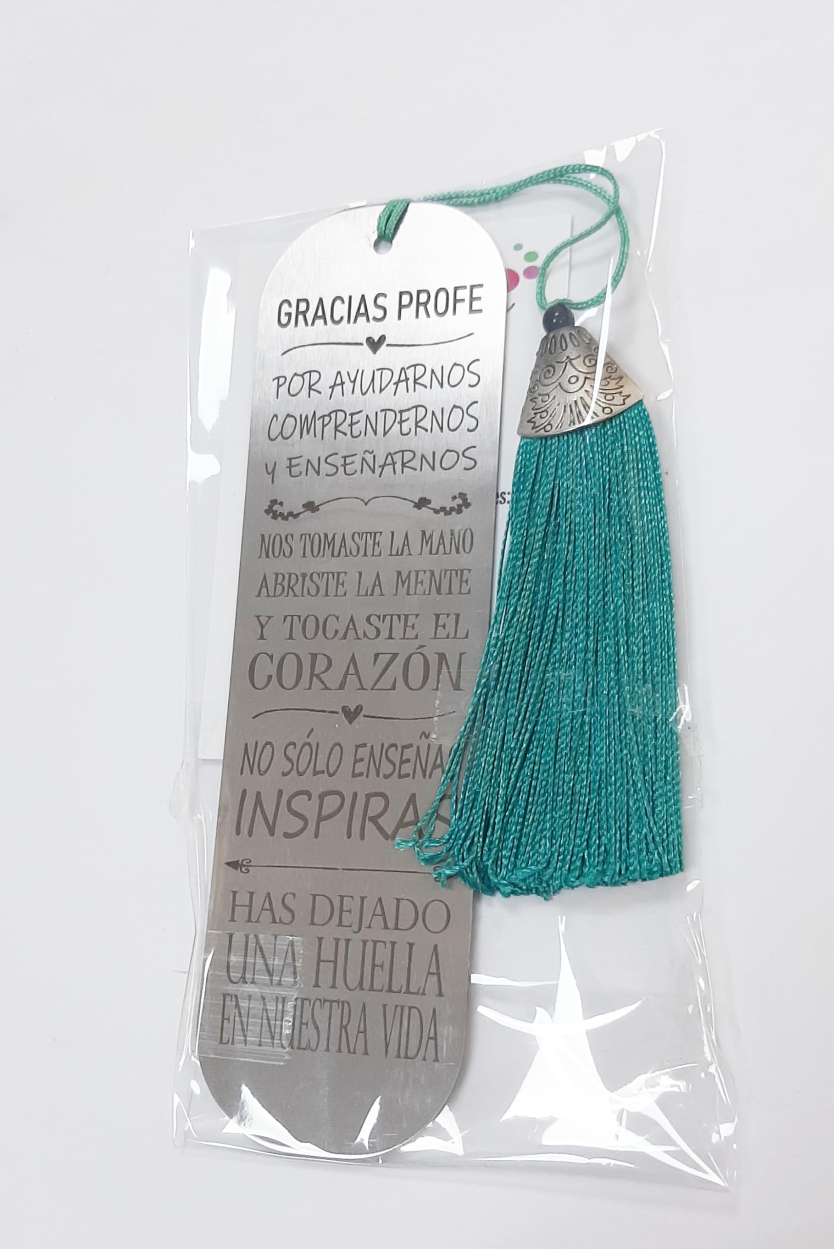 Marcapaginas artesanal - Punto de Libro hecho a mano- Regalo para profes - Marca Paginas profes (Frases de Profe)