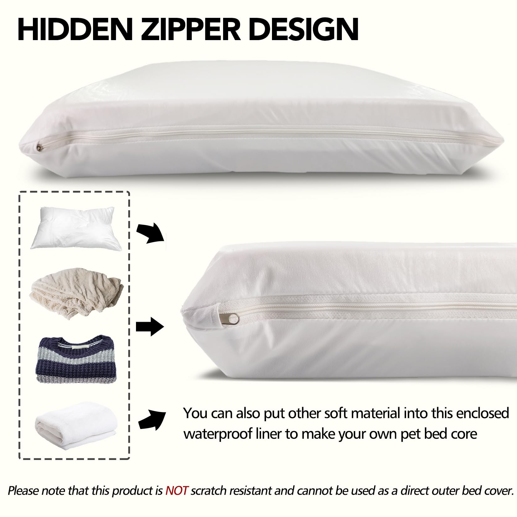 Waterproof Dog Bed Liner, Washable Replacement Cover Reusable Pet Pee Water Resistant Proof with Zipper, Liner Only 36x27 inch - image 4