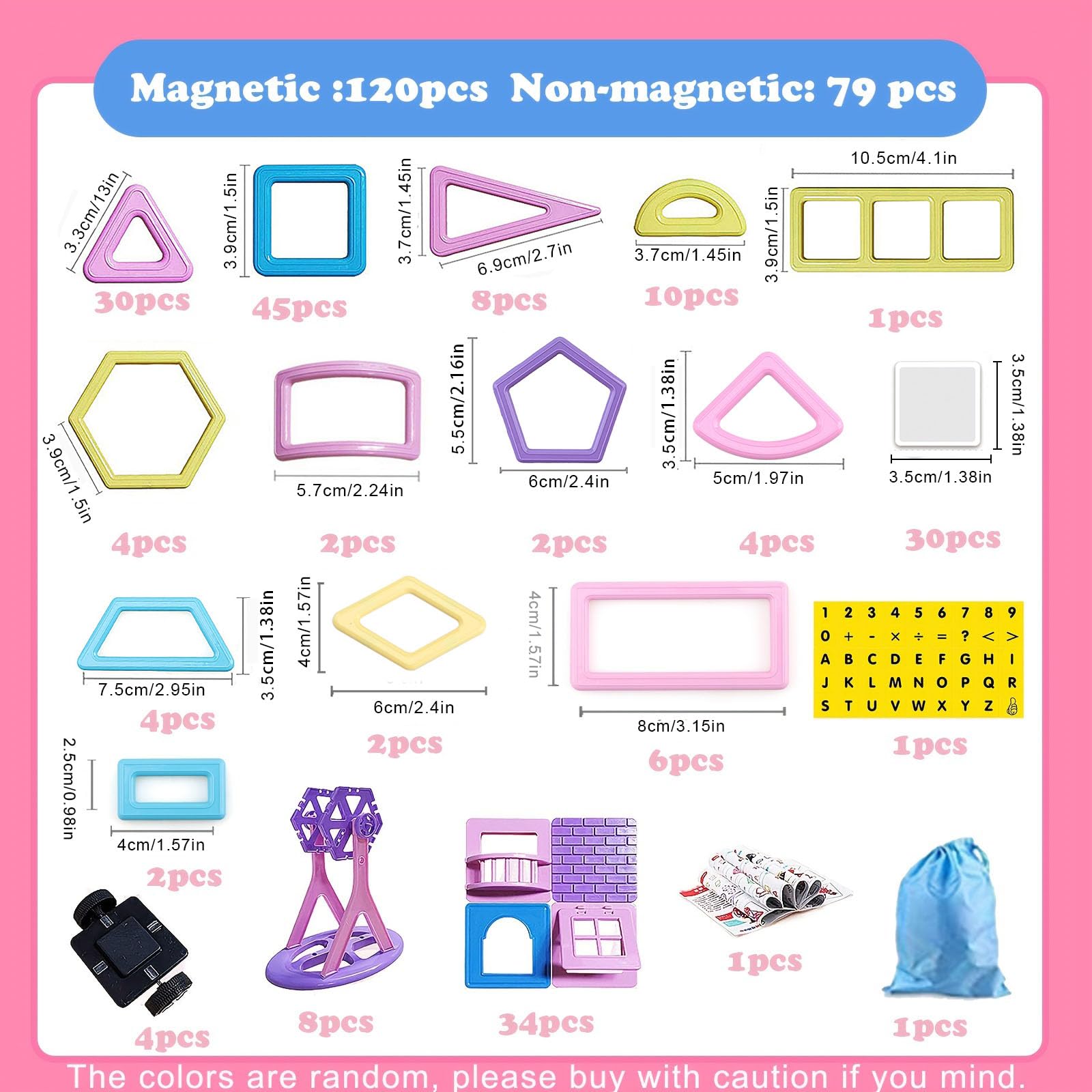 Piastrelle Magnetiche 199 Pezzi Mini Blocchi Magnetici per Ragazze e Ragazzi Regalo di Compleanno 3D STEM Giocattoli Educativi Apprendimento Creatività per Bambini dai 3 4 5 6 7 8 Anni