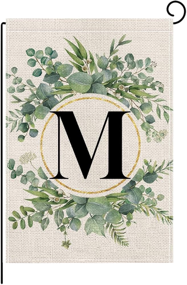 wyooxoo Monogram Letter M Floral Garden Flag 12x18 Inch Double Sided Outside Outdoor Family Last Name Initial Yard Flag (M)