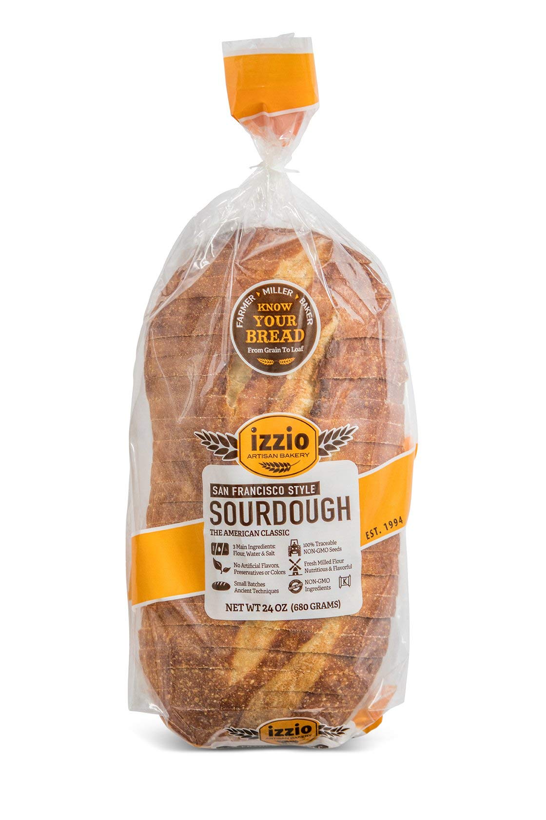 San Francisco Style Sourdough 24oz sliced 1/2", 24 Ounce