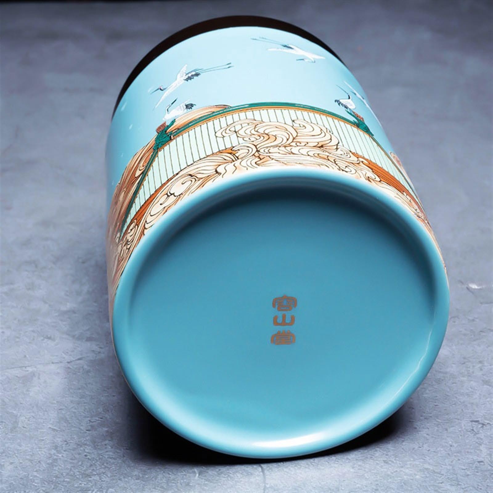 Pojemnik na herbatę z wzorem żurawia, metalowa pokrywa, Puerh, czarna zielona herbata, pudełko na herbatę, małe akcesoria do herbaty (niebieski)